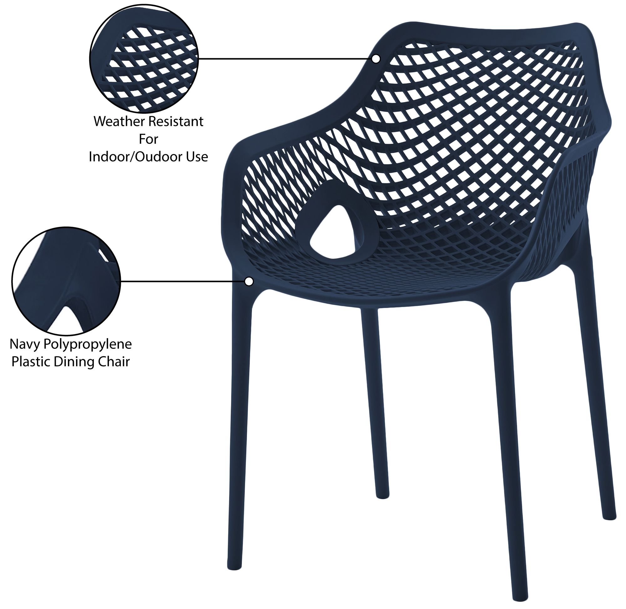 Mykonos Outdoor Patio Polypropylene Plastic Dining Arm Chair