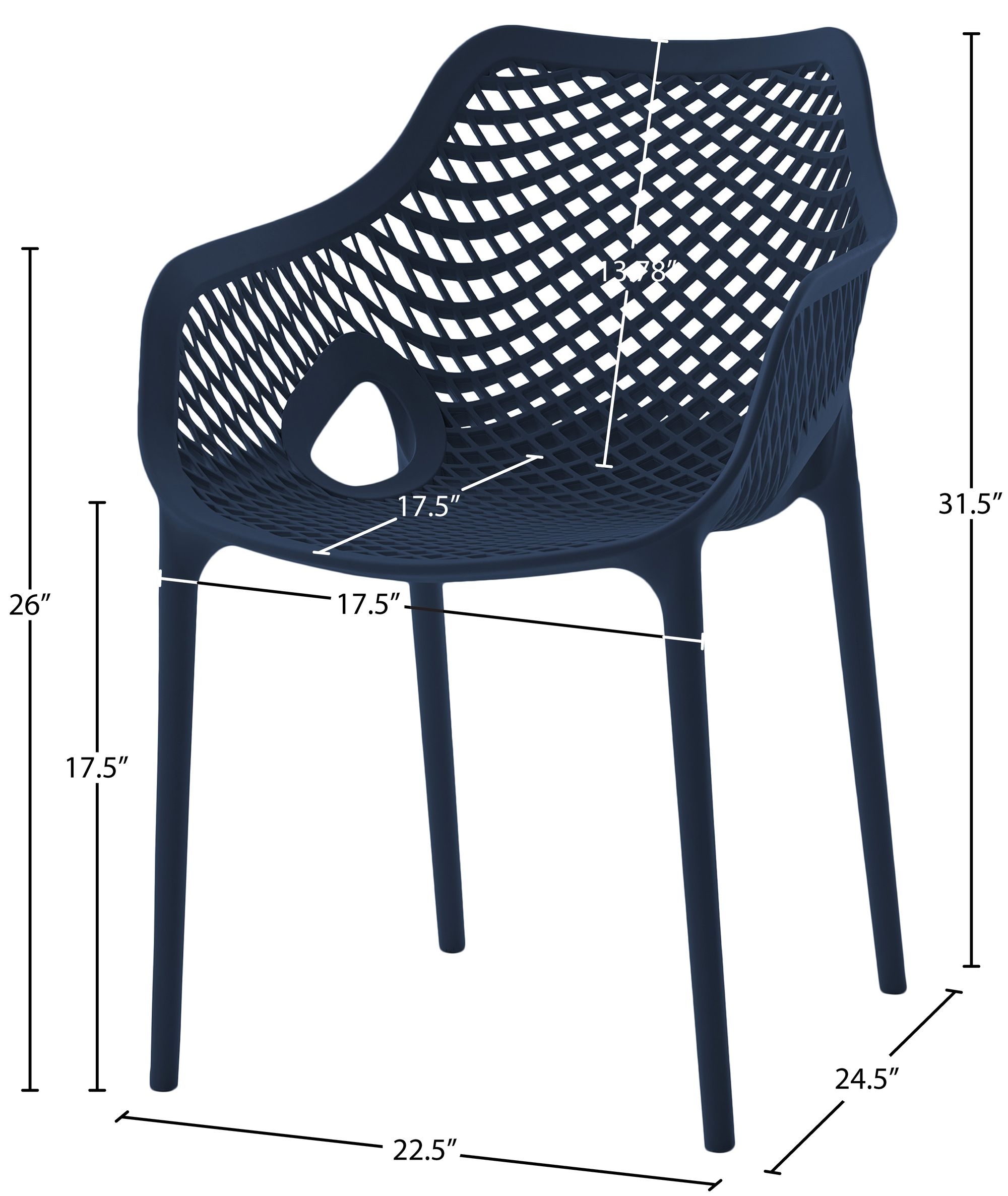 Mykonos Outdoor Patio Polypropylene Plastic Dining Arm Chair