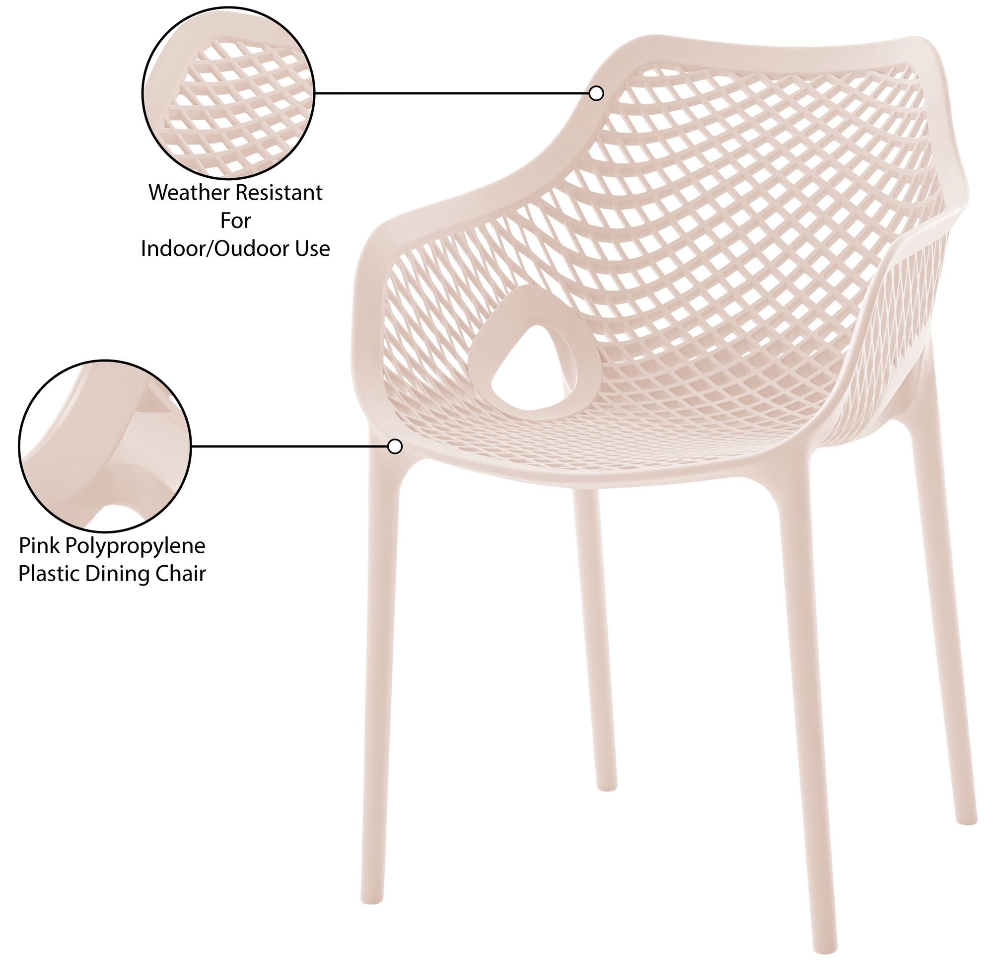Mykonos Outdoor Patio Polypropylene Plastic Dining Arm Chair