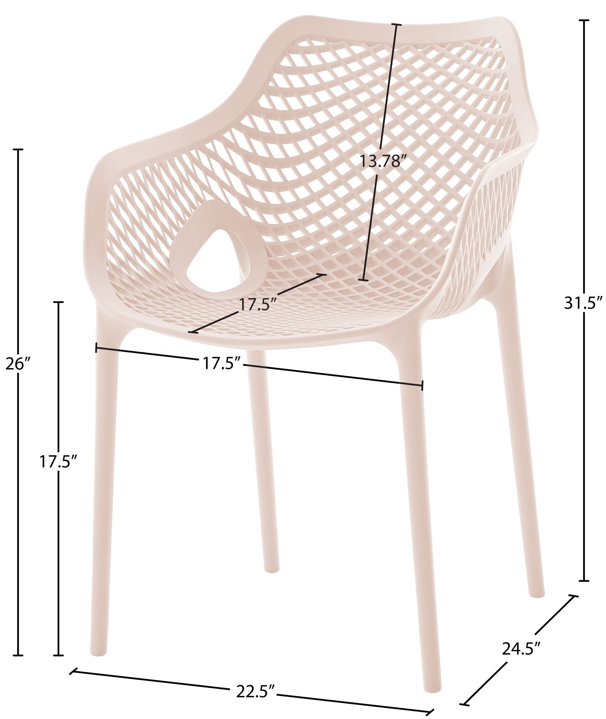 Mykonos Outdoor Patio Polypropylene Plastic Dining Arm Chair