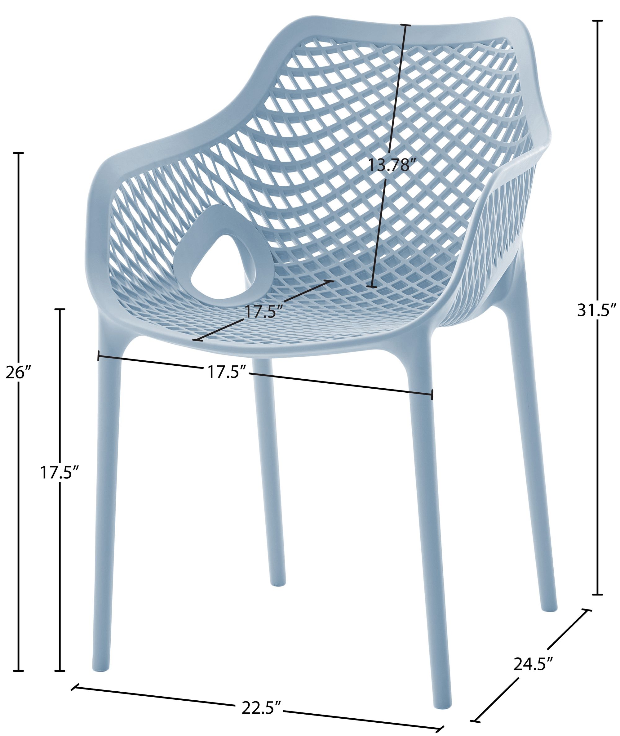 Mykonos Outdoor Patio Polypropylene Plastic Dining Arm Chair