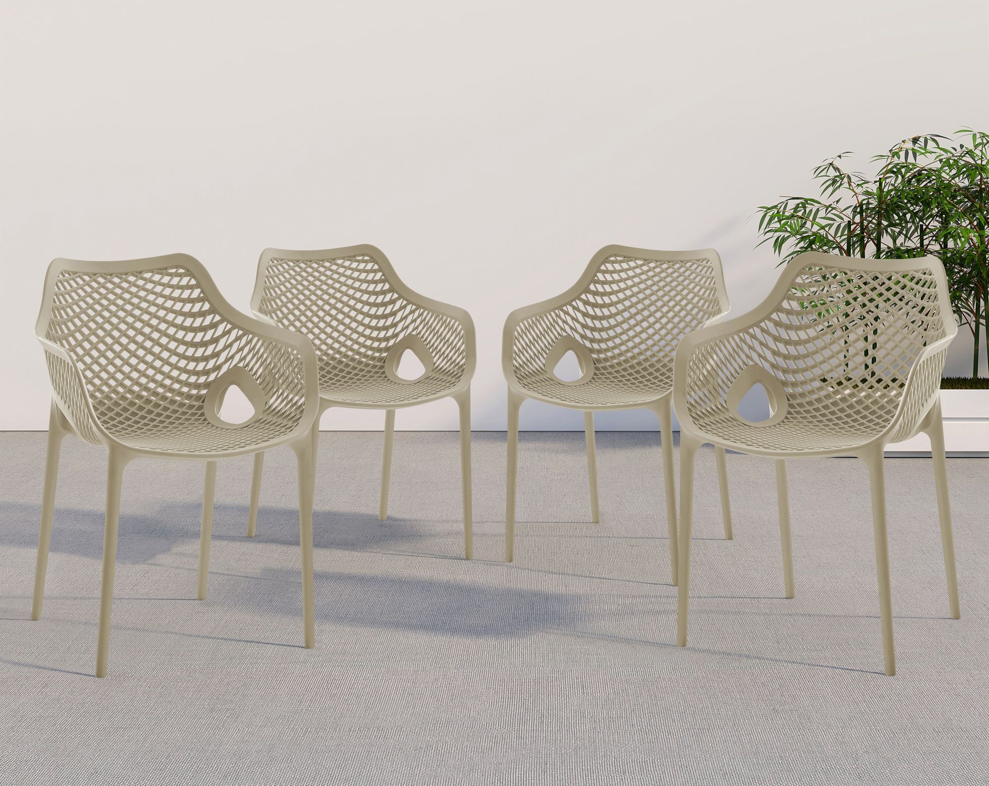 Mykonos Outdoor Patio Polypropylene Plastic Dining Arm Chair