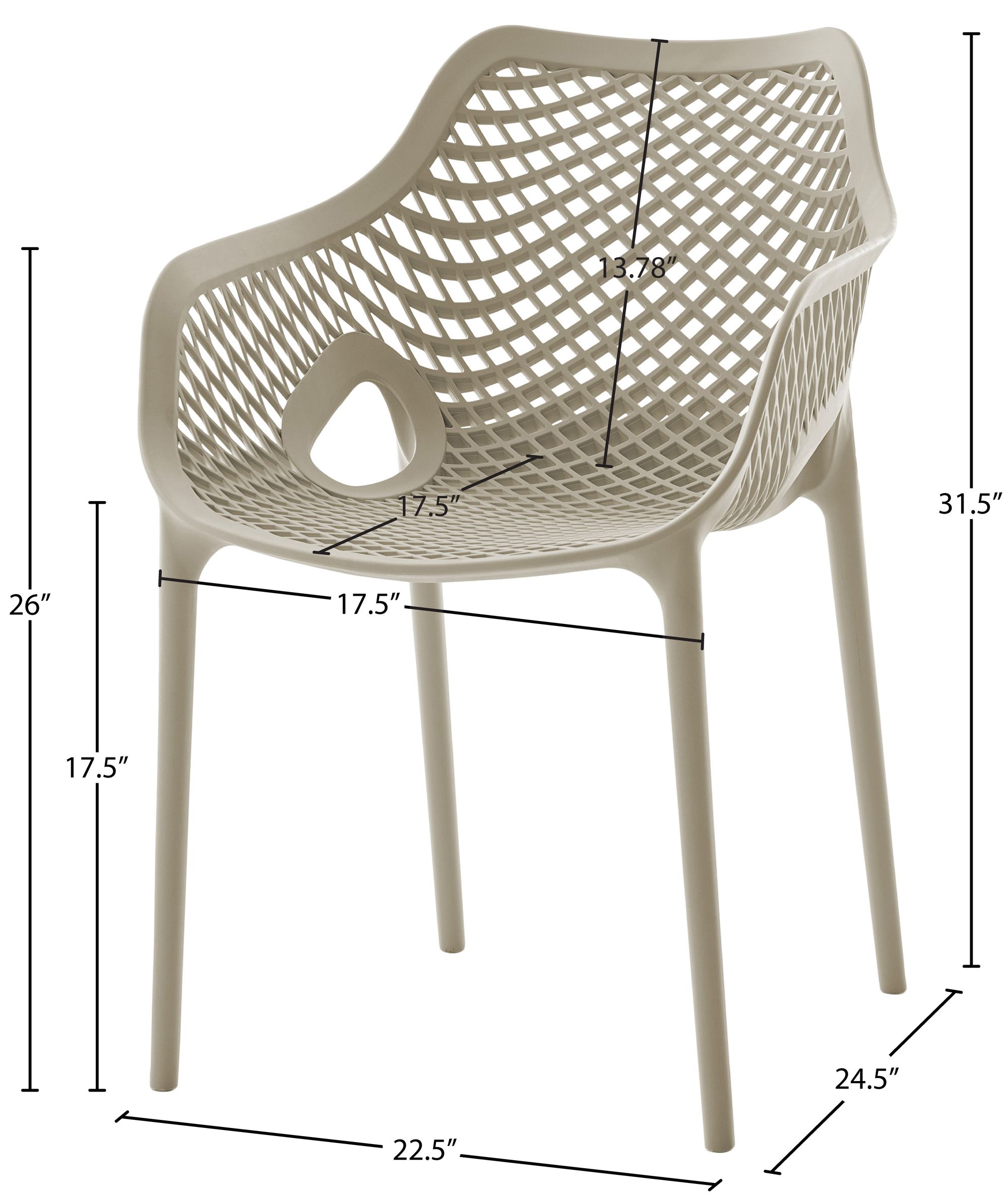 Mykonos Outdoor Patio Polypropylene Plastic Dining Arm Chair
