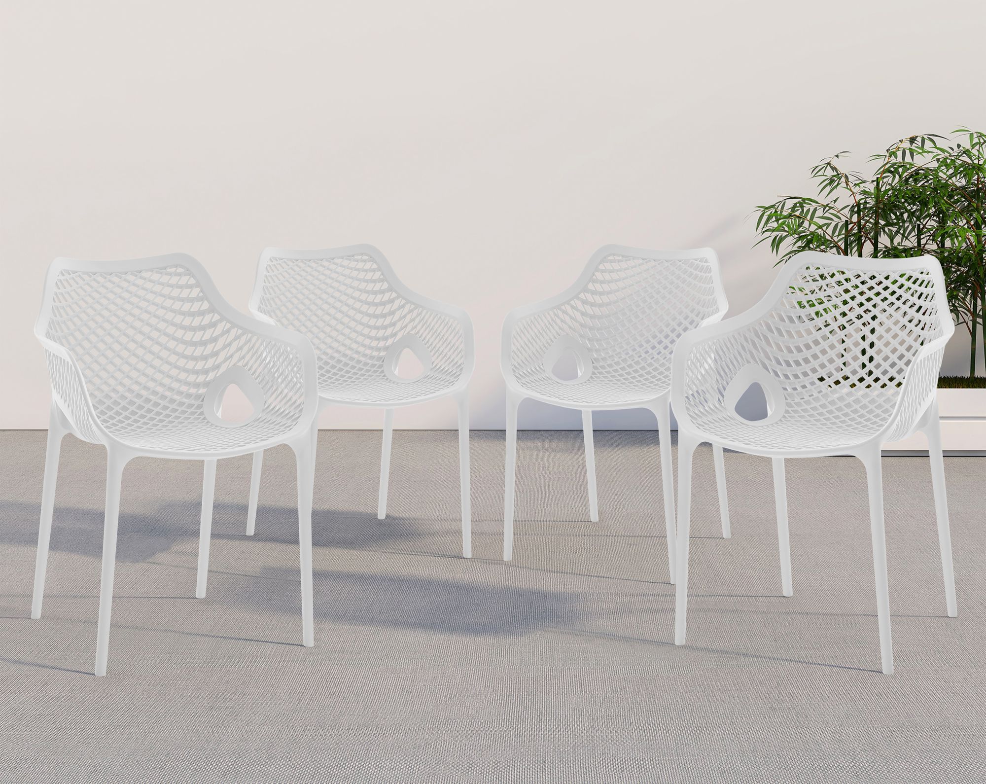 Mykonos Outdoor Patio Polypropylene Plastic Dining Arm Chair