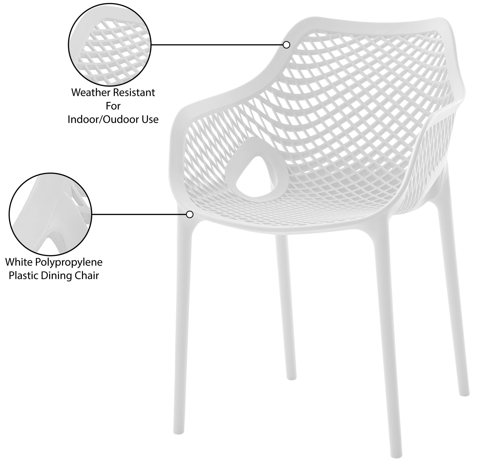 Mykonos Outdoor Patio Polypropylene Plastic Dining Arm Chair