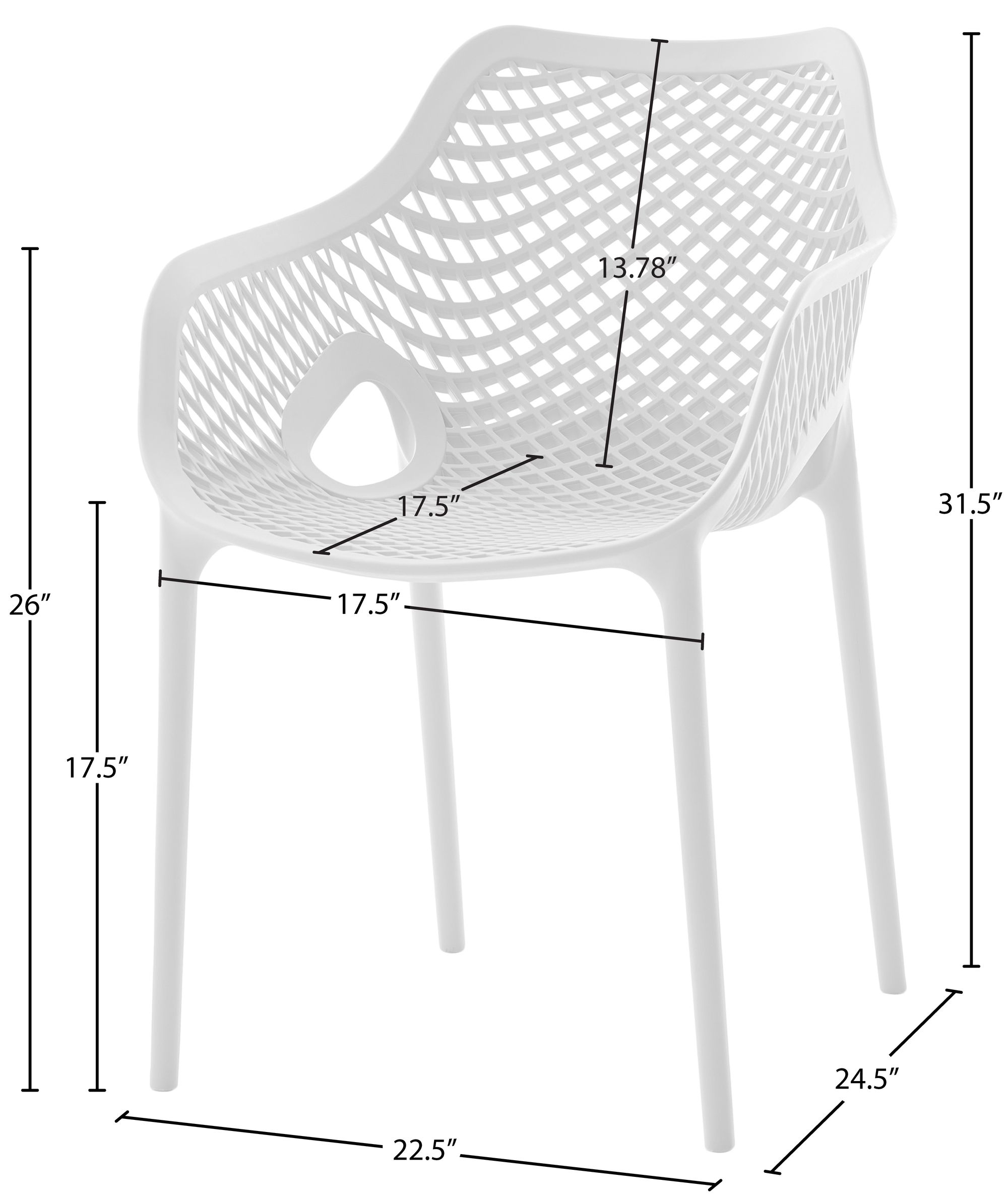Mykonos Outdoor Patio Polypropylene Plastic Dining Arm Chair