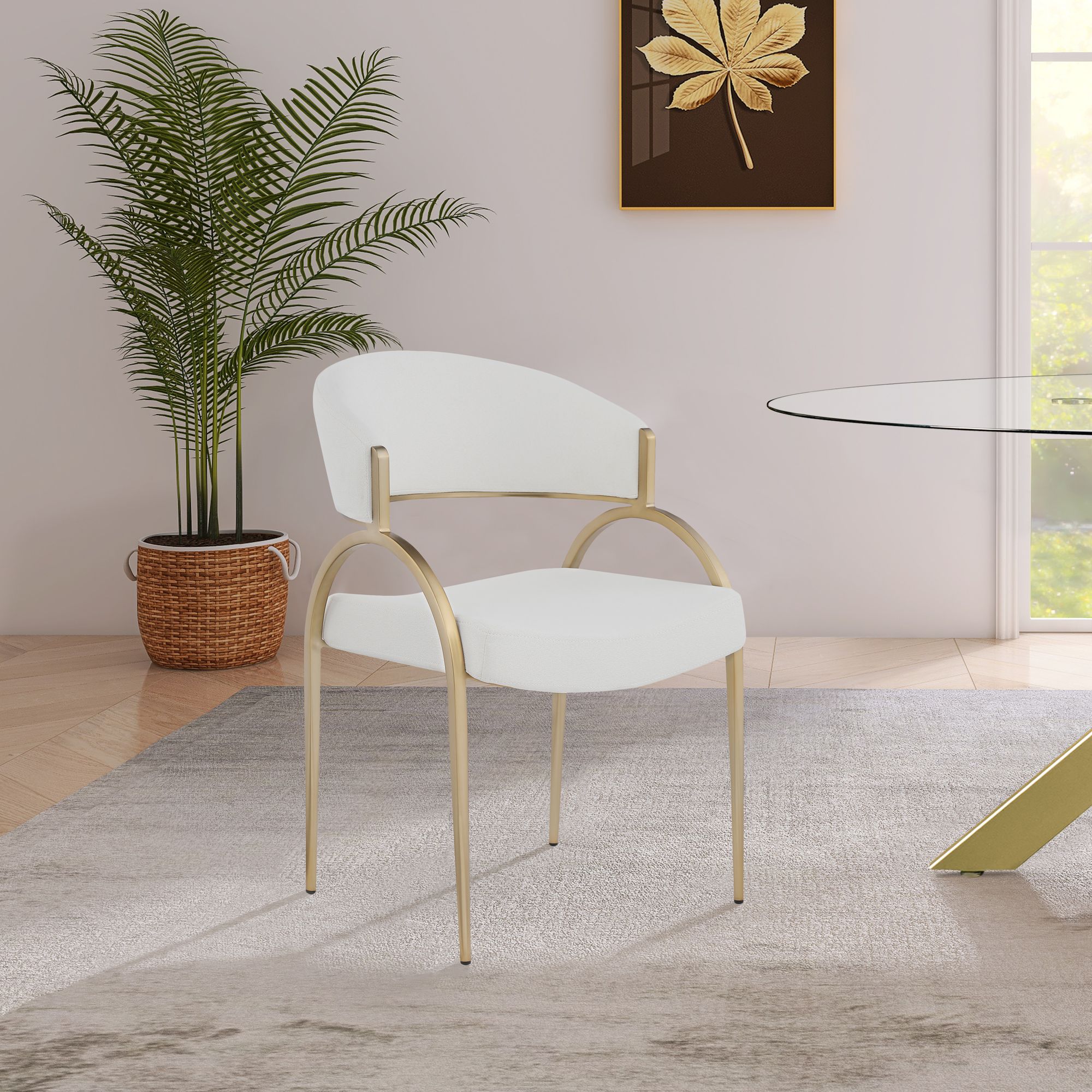 Privet Linen Dining Chair with Brushed Brass Base