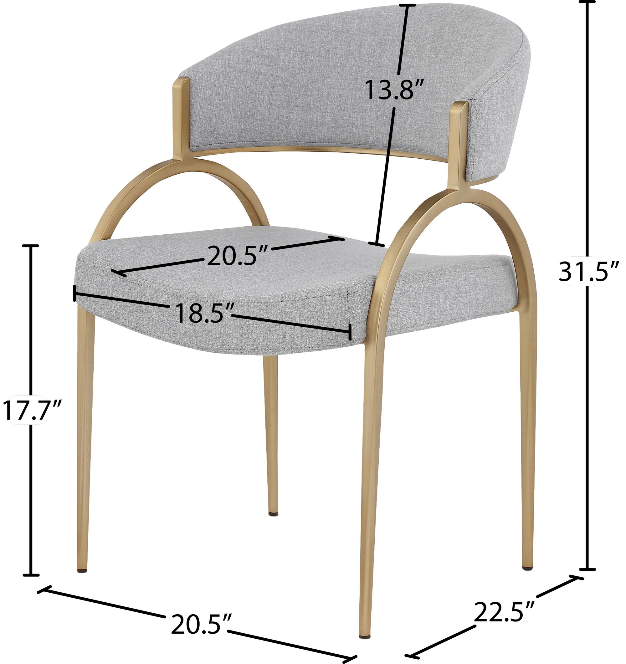 Privet Linen Dining Chair with Brushed Brass Base