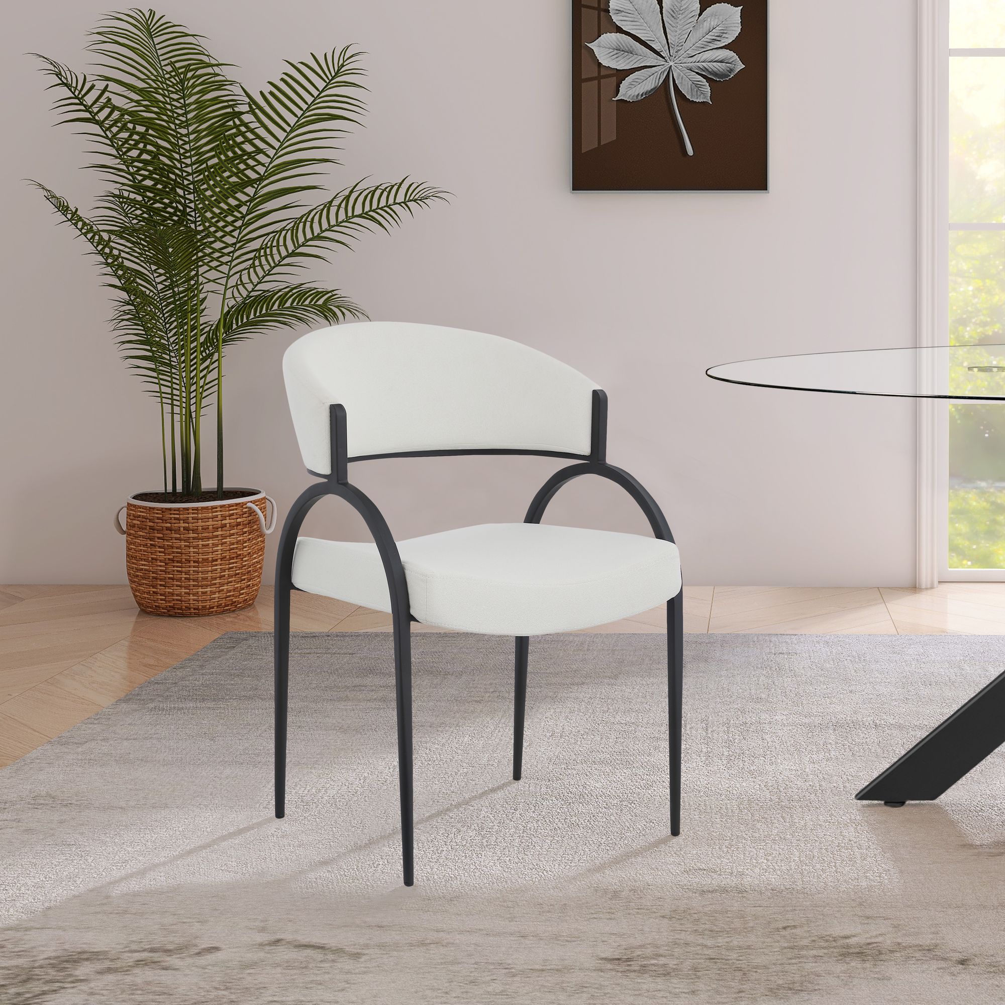Privet Linen Dining Chair with Matte Black Base