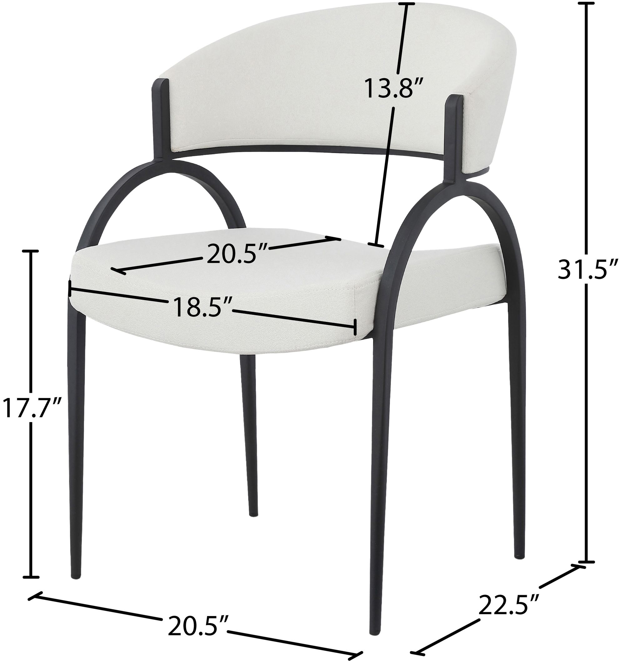 Privet Linen Dining Chair with Matte Black Base