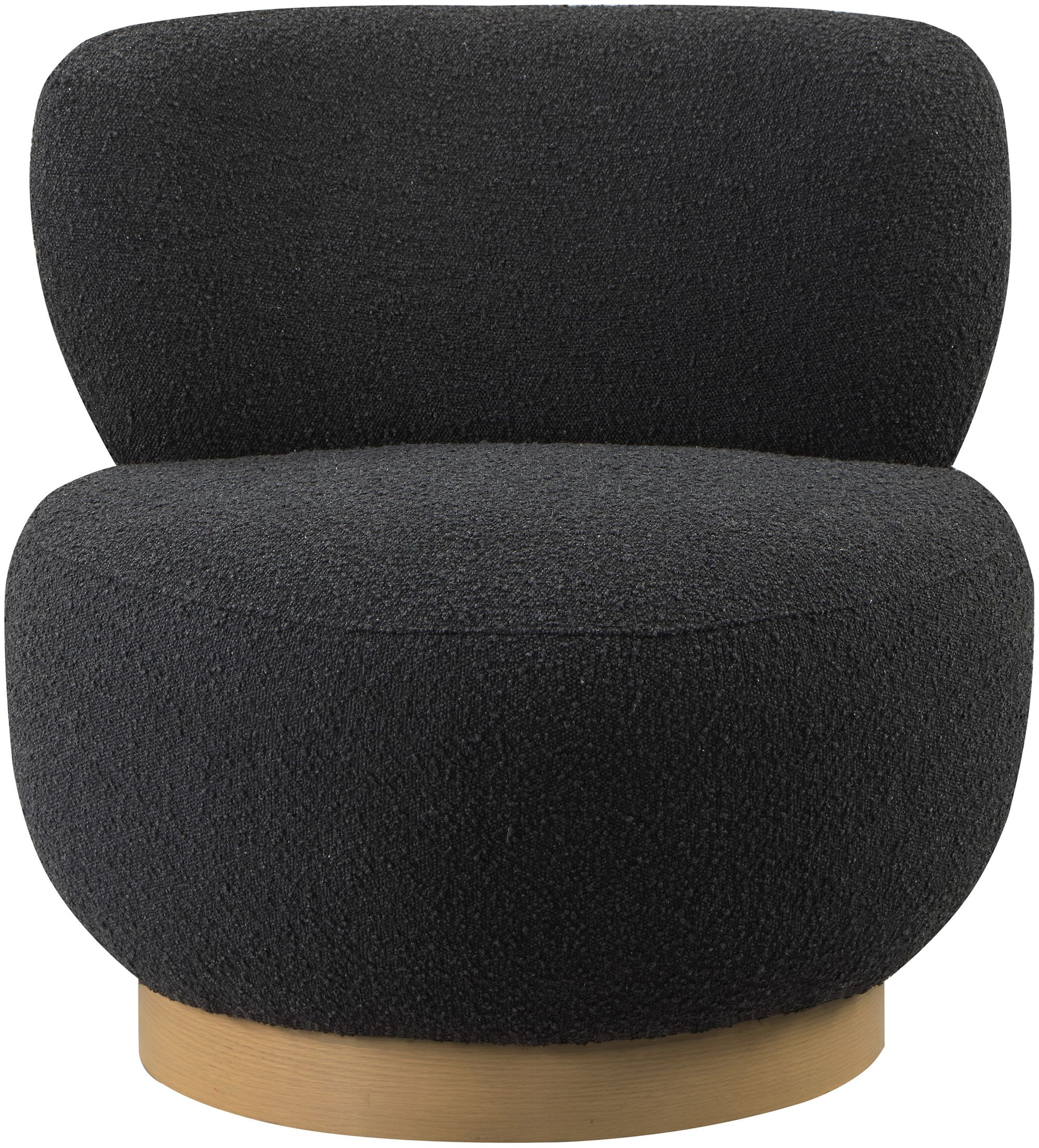 Calais Boucle Fabric Accent Chair with Natural White Oak Veneer Base