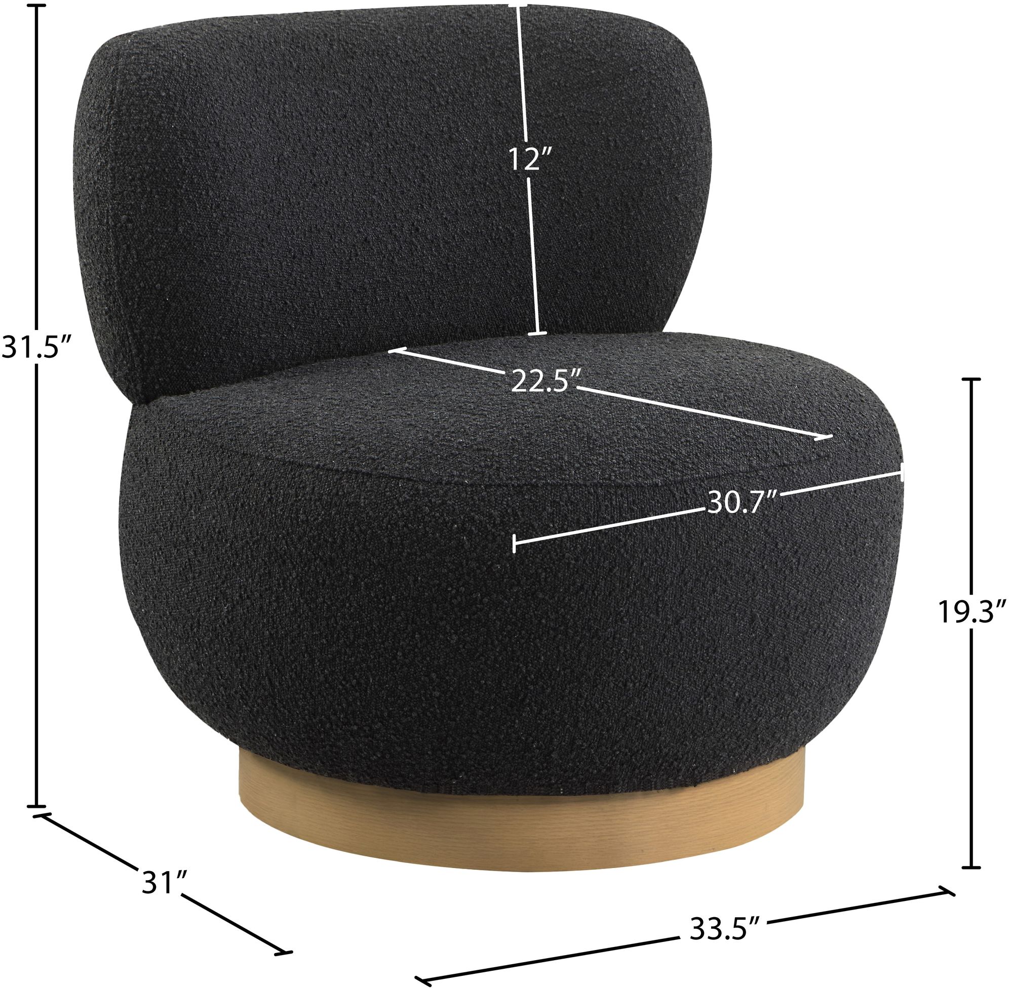 Calais Boucle Fabric Accent Chair with Natural White Oak Veneer Base