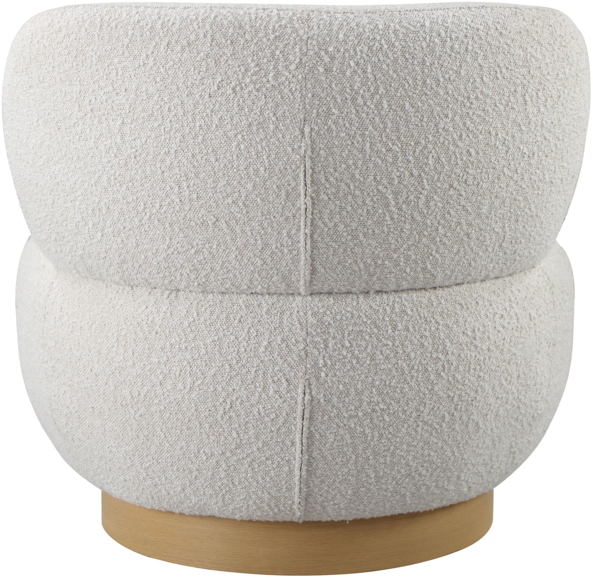 Calais Boucle Fabric Accent Chair with Natural White Oak Veneer Base