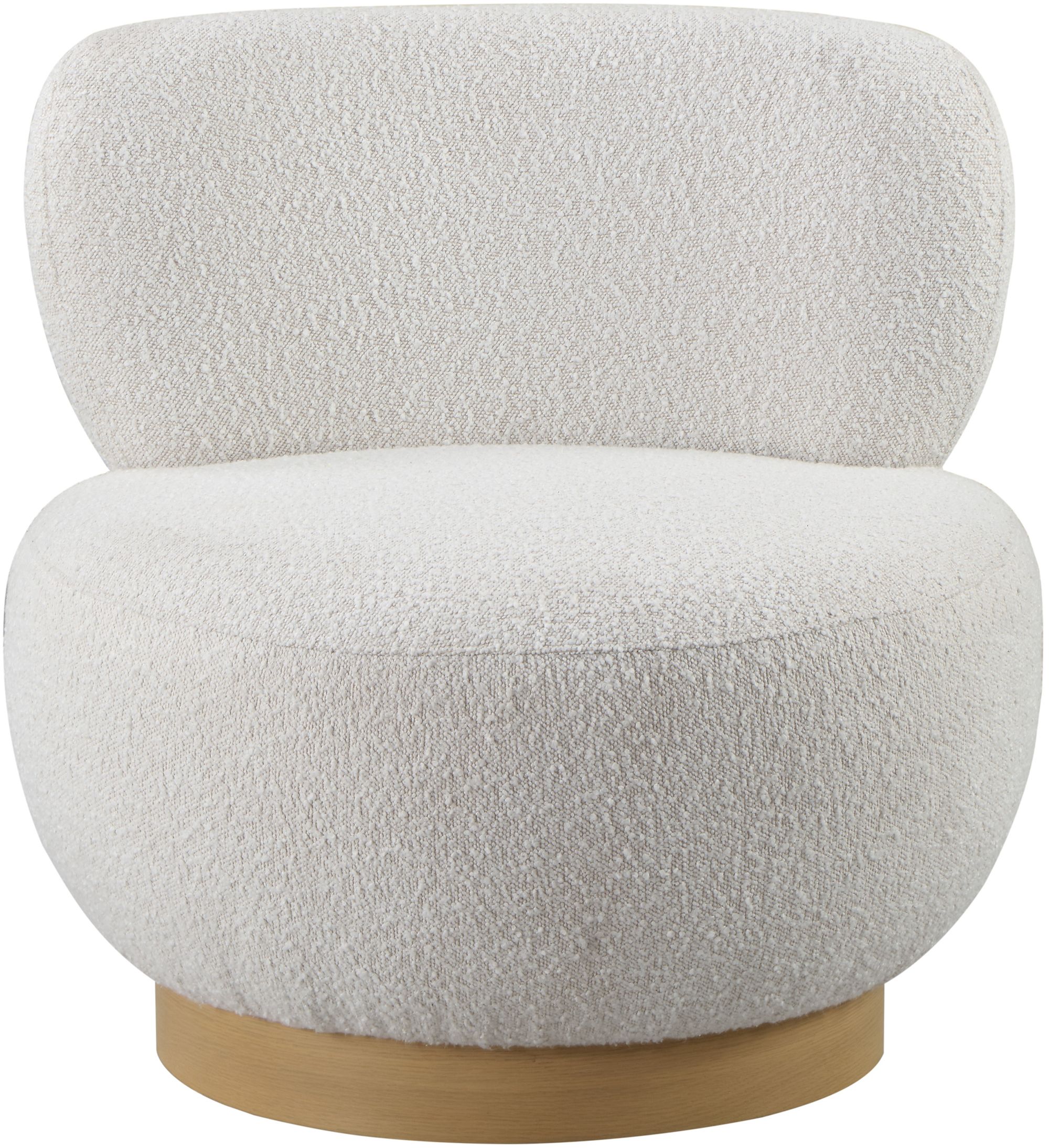 Calais Boucle Fabric Accent Chair with Natural White Oak Veneer Base