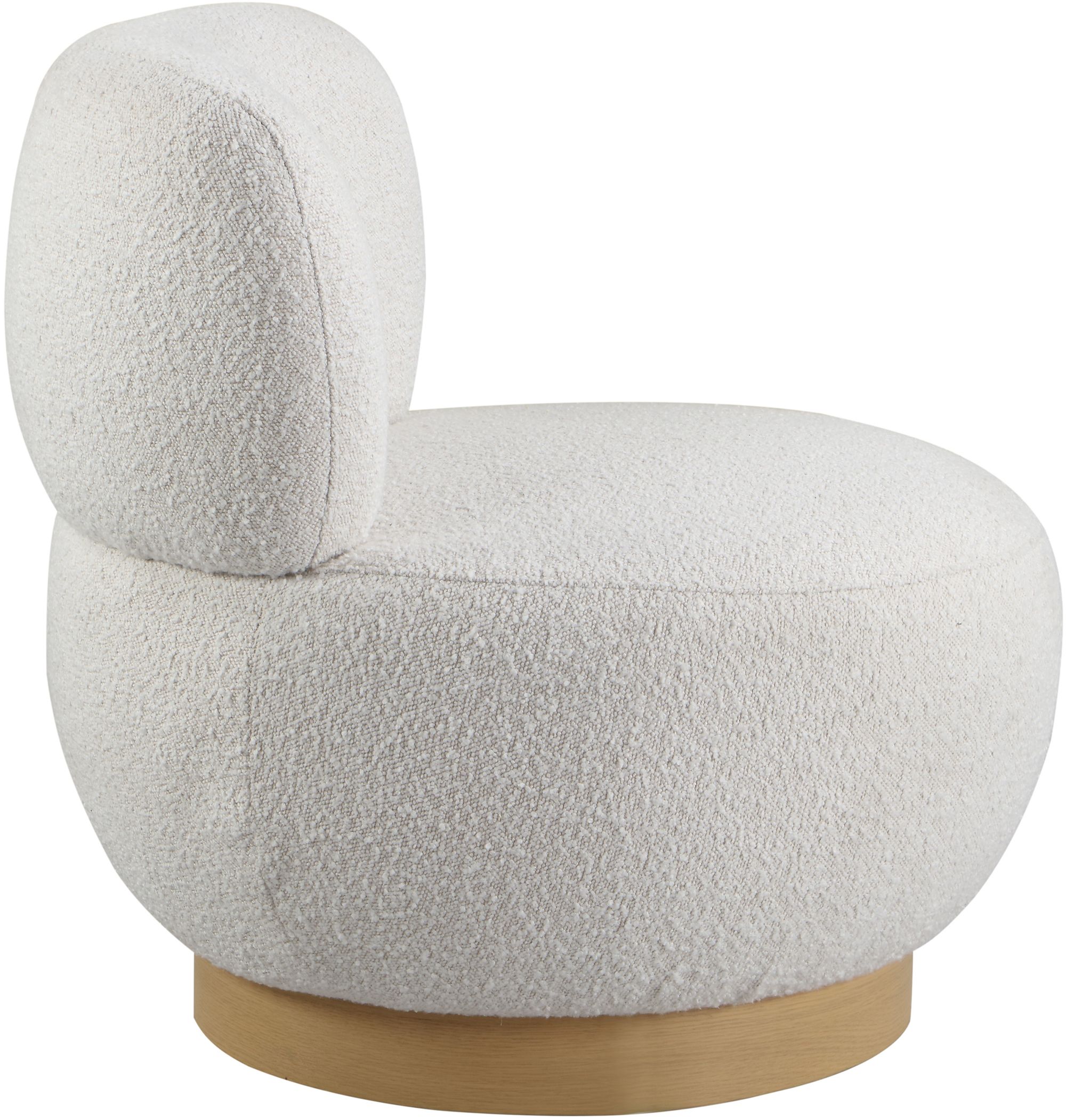 Calais Boucle Fabric Accent Chair with Natural White Oak Veneer Base