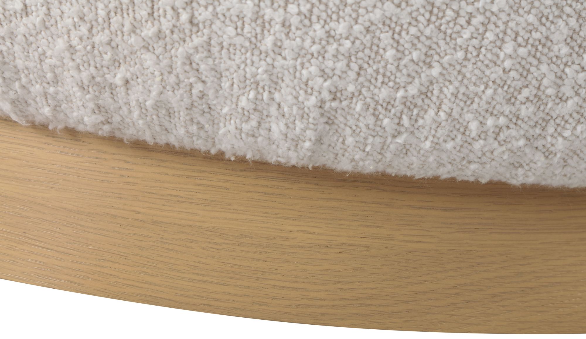 Calais Boucle Fabric Accent Chair with Natural White Oak Veneer Base