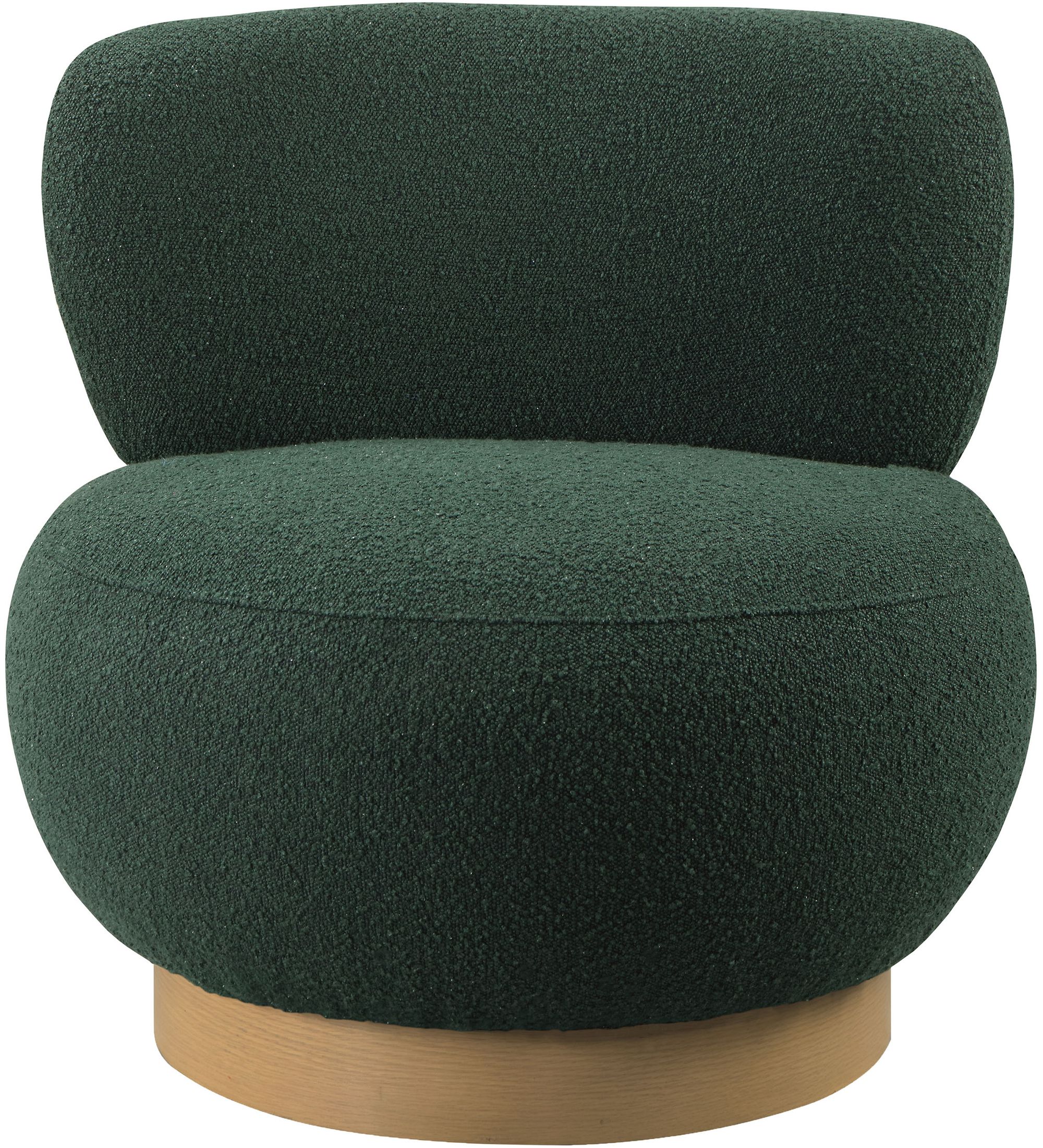 Calais Boucle Fabric Accent Chair with Natural White Oak Veneer Base