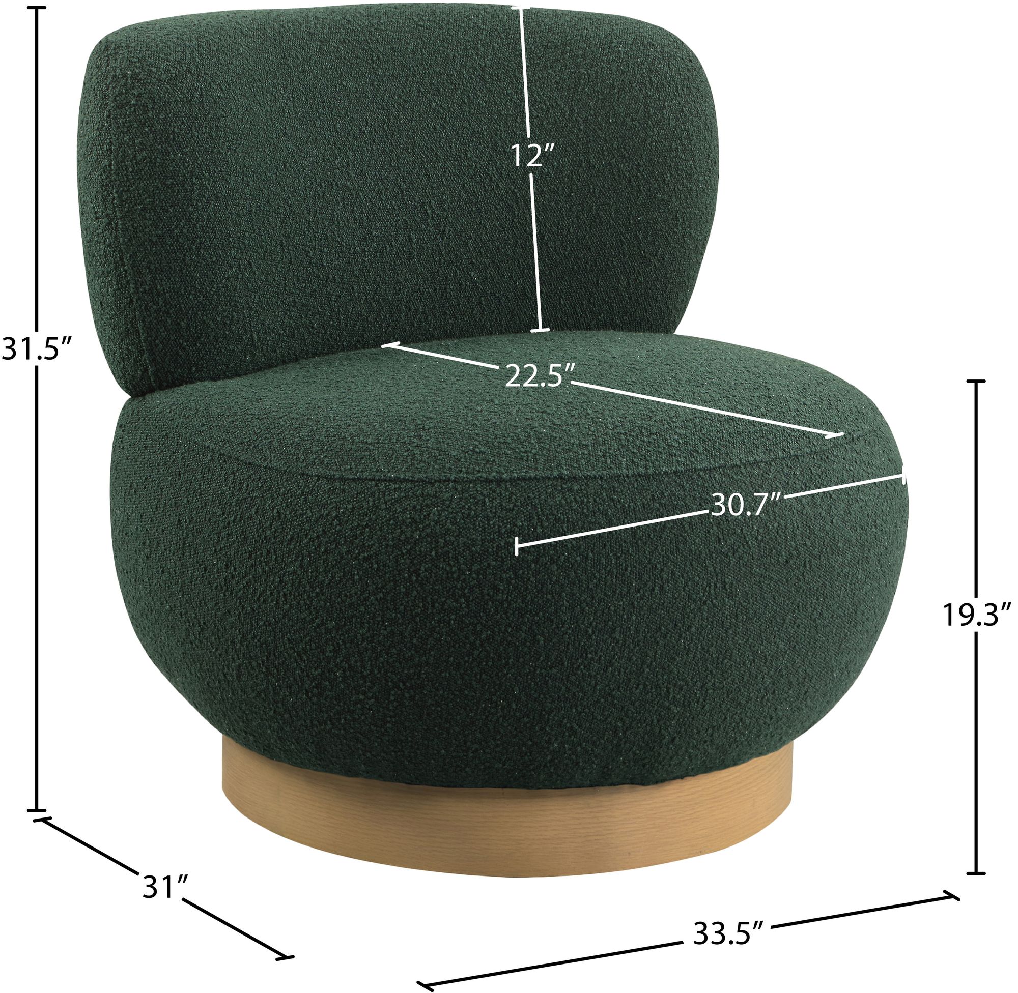 Calais Boucle Fabric Accent Chair with Natural White Oak Veneer Base