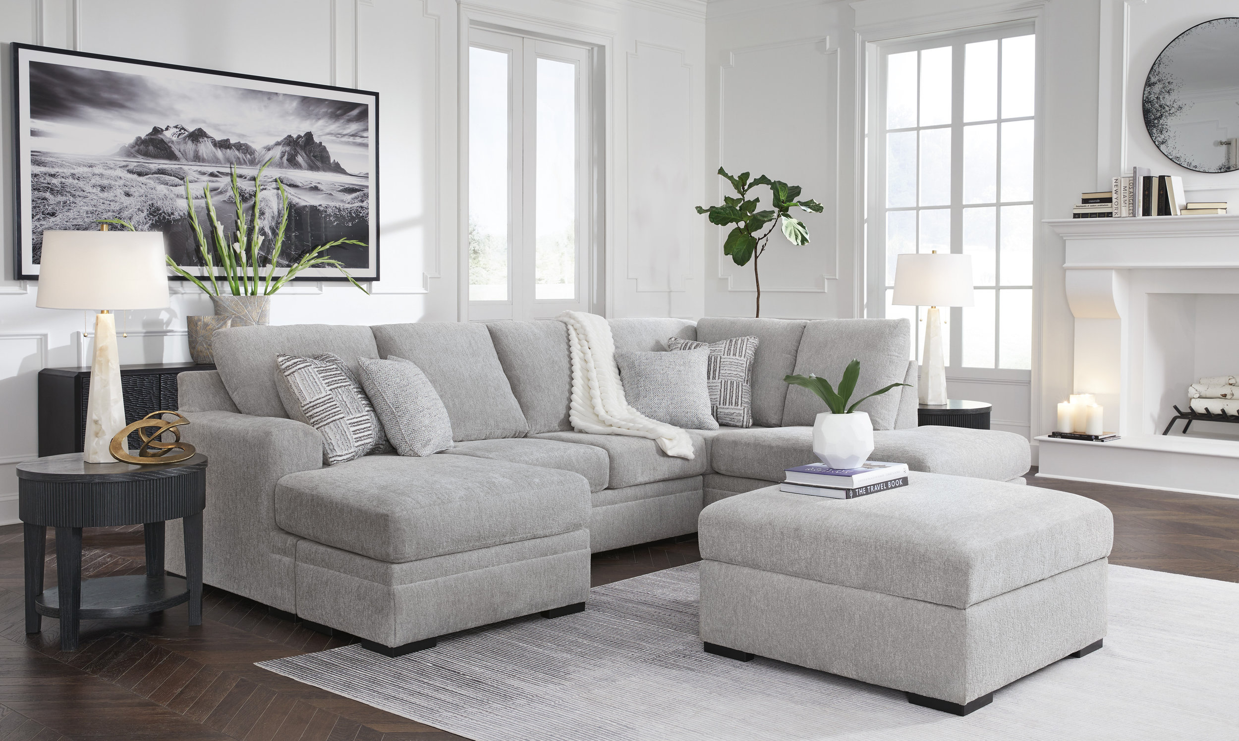 Gabyleigh 36" Square Storage Ottoman - Nickel Gray Hinged Top