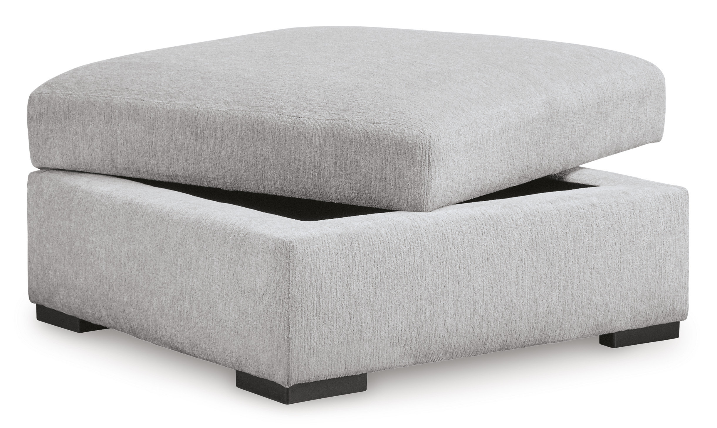 Gabyleigh 36" Square Storage Ottoman - Nickel Gray Hinged Top