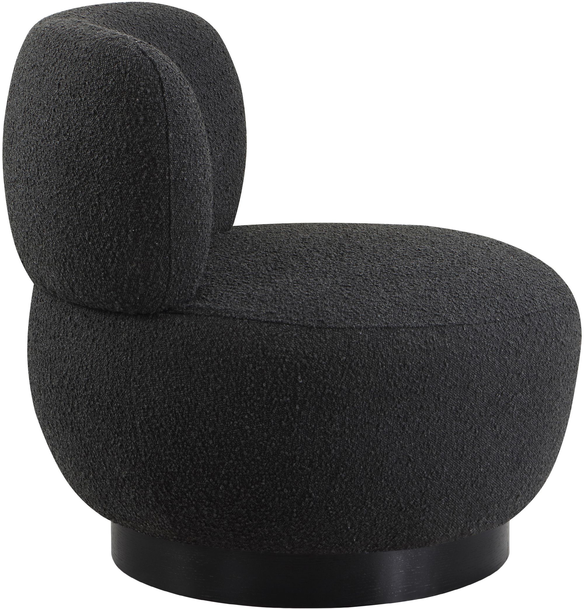 Calais Boucle Fabric Accent Chair with Black Oak Veneer Base