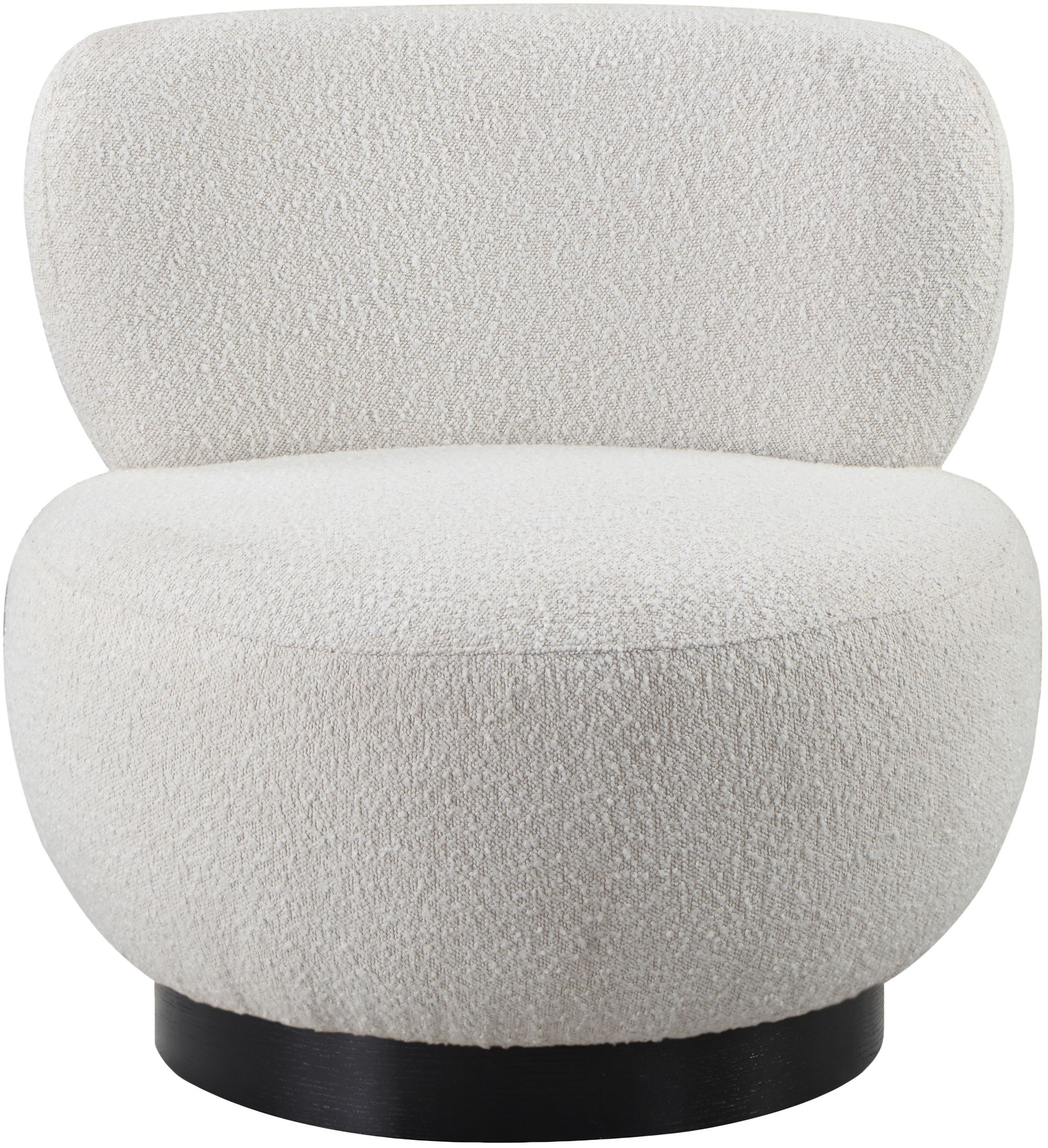 Calais Boucle Fabric Accent Chair with Black Oak Veneer Base