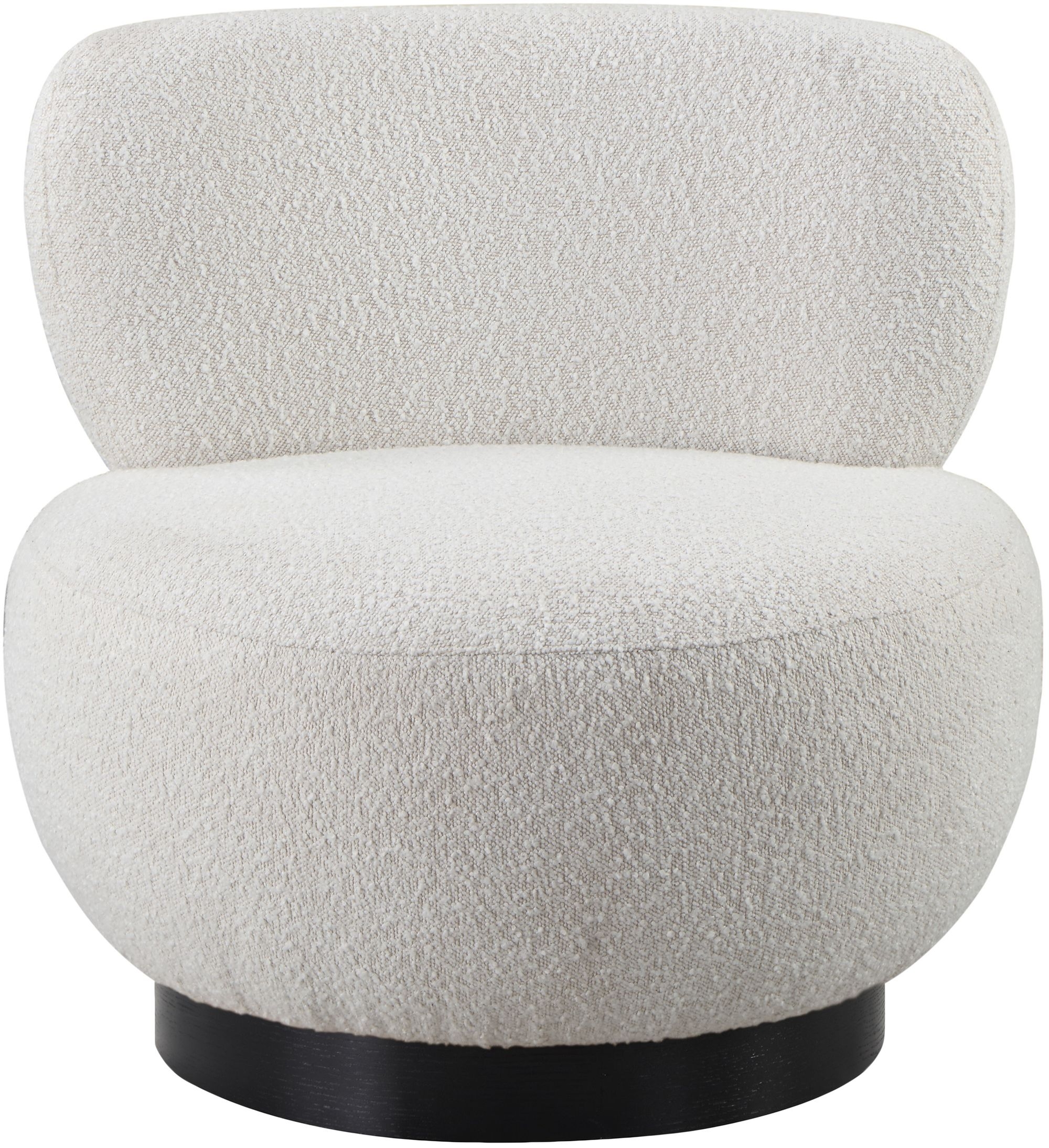 Calais Boucle Fabric Accent Chair with Black Oak Veneer Base