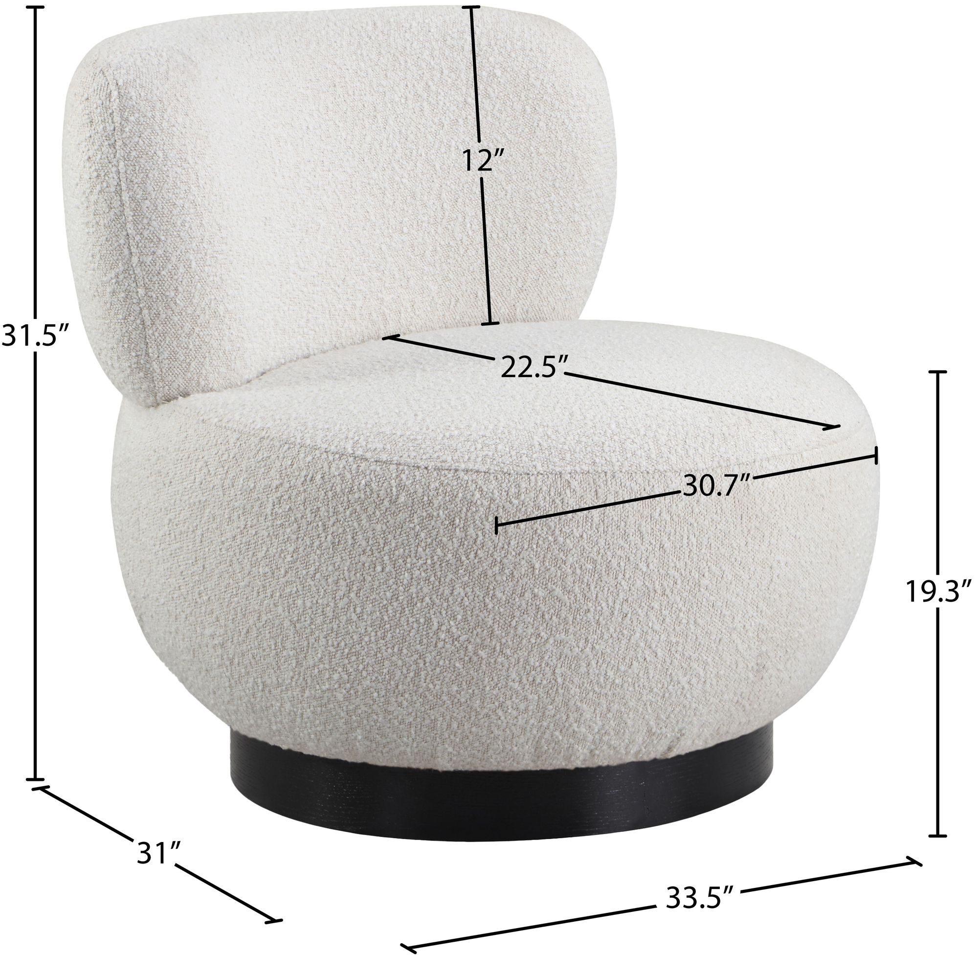 Calais Boucle Fabric Accent Chair with Black Oak Veneer Base