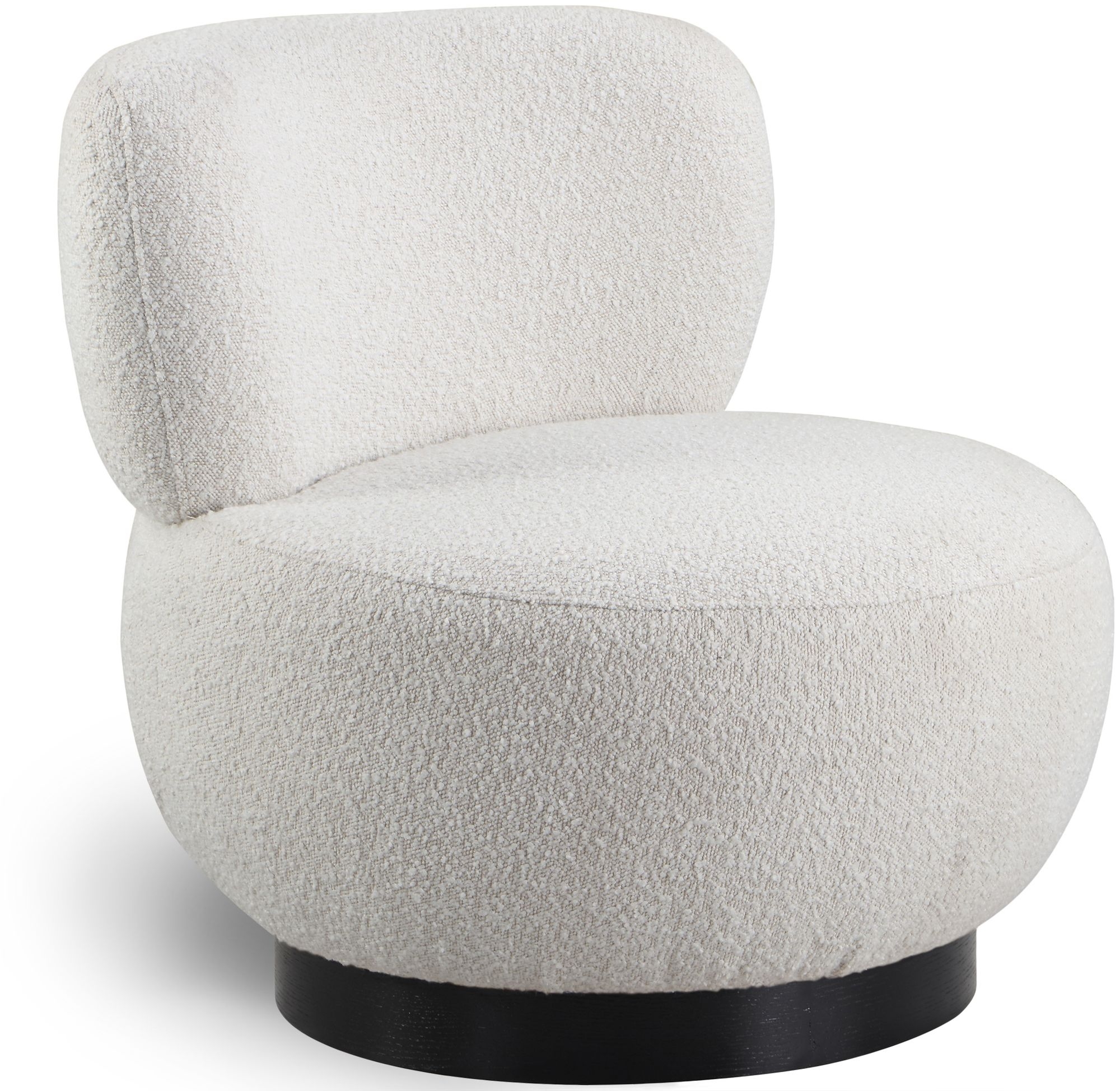 Calais Boucle Fabric Accent Chair with Black Oak Veneer Base