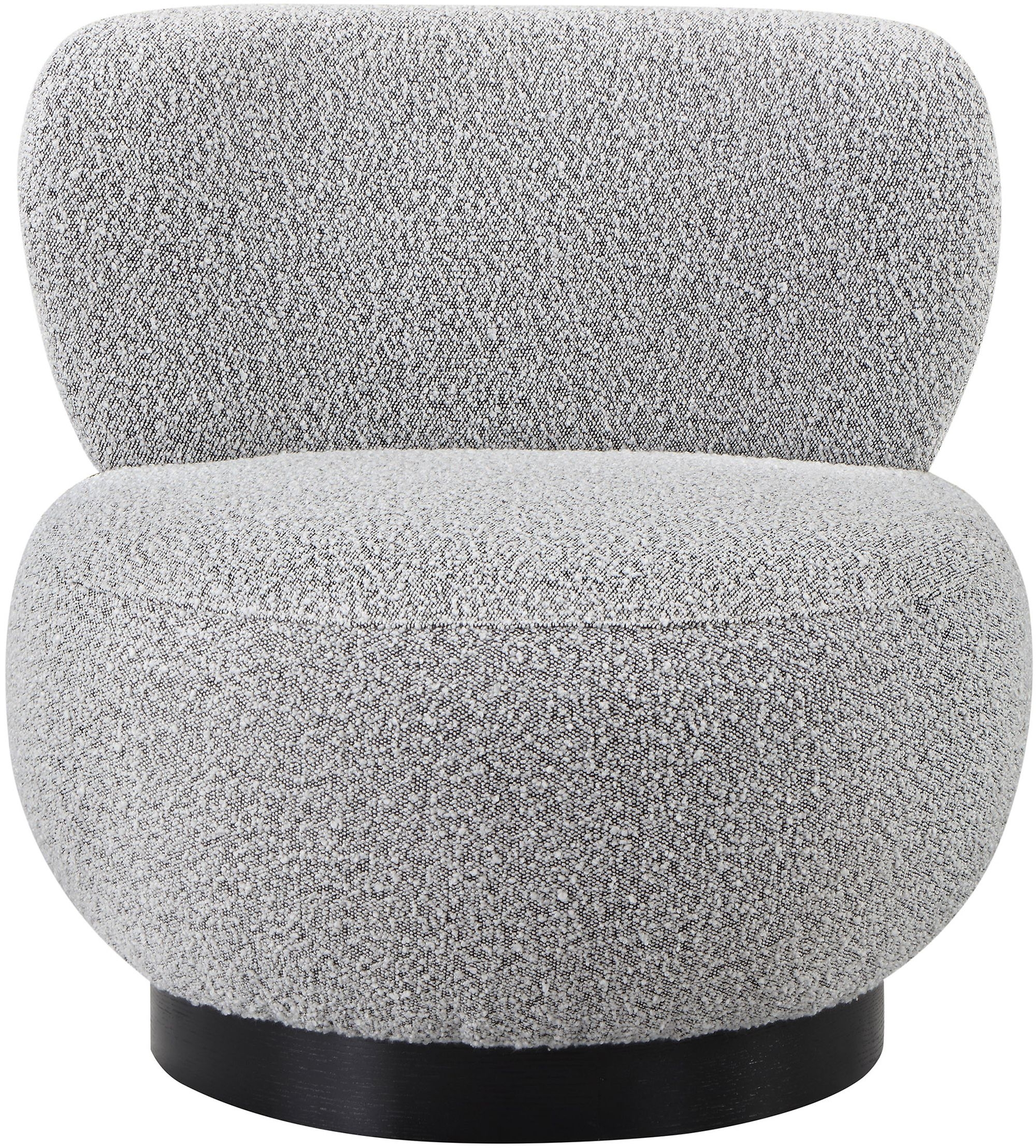 Calais Boucle Fabric Accent Chair with Black Oak Veneer Base