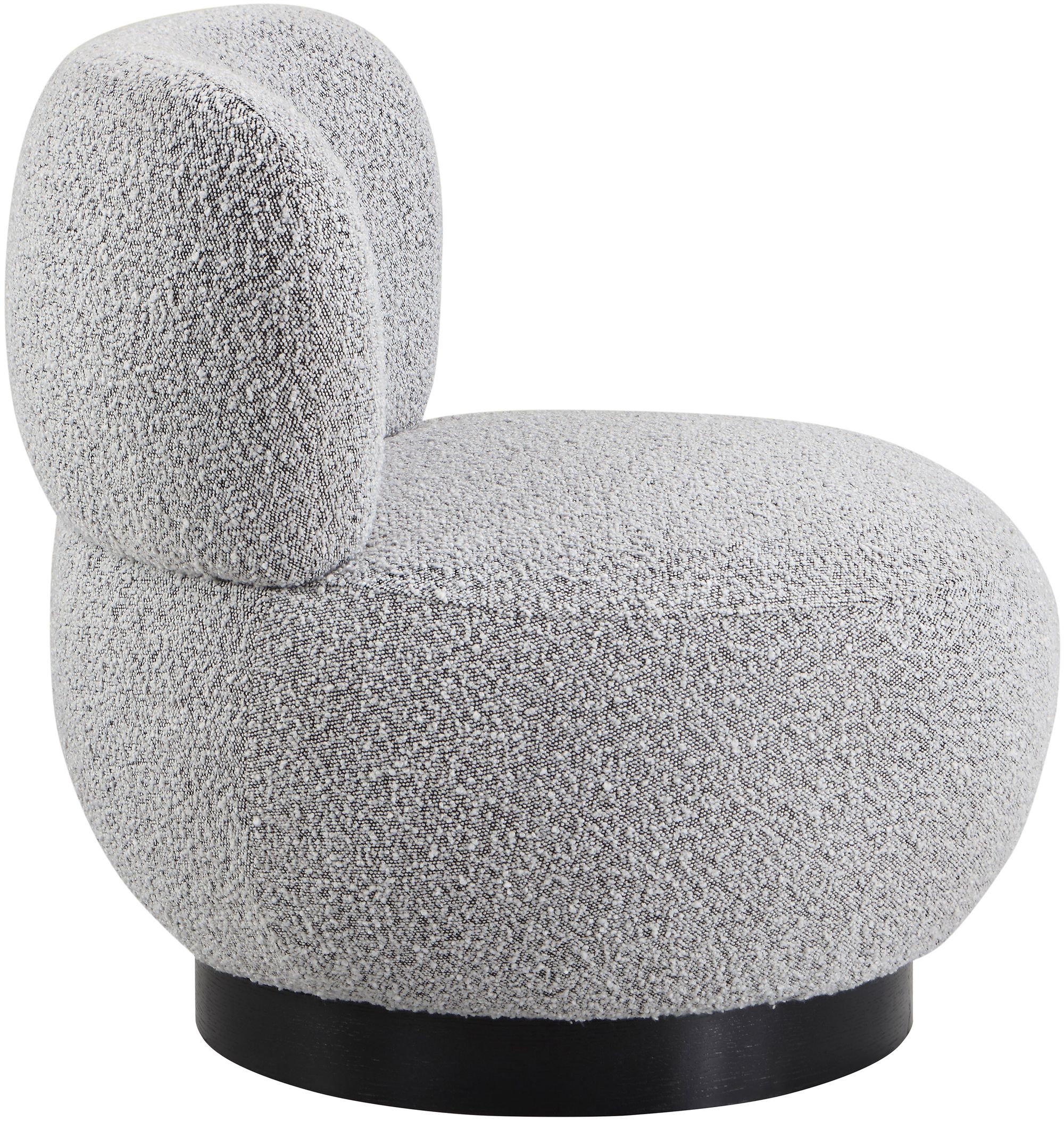 Calais Boucle Fabric Accent Chair with Black Oak Veneer Base