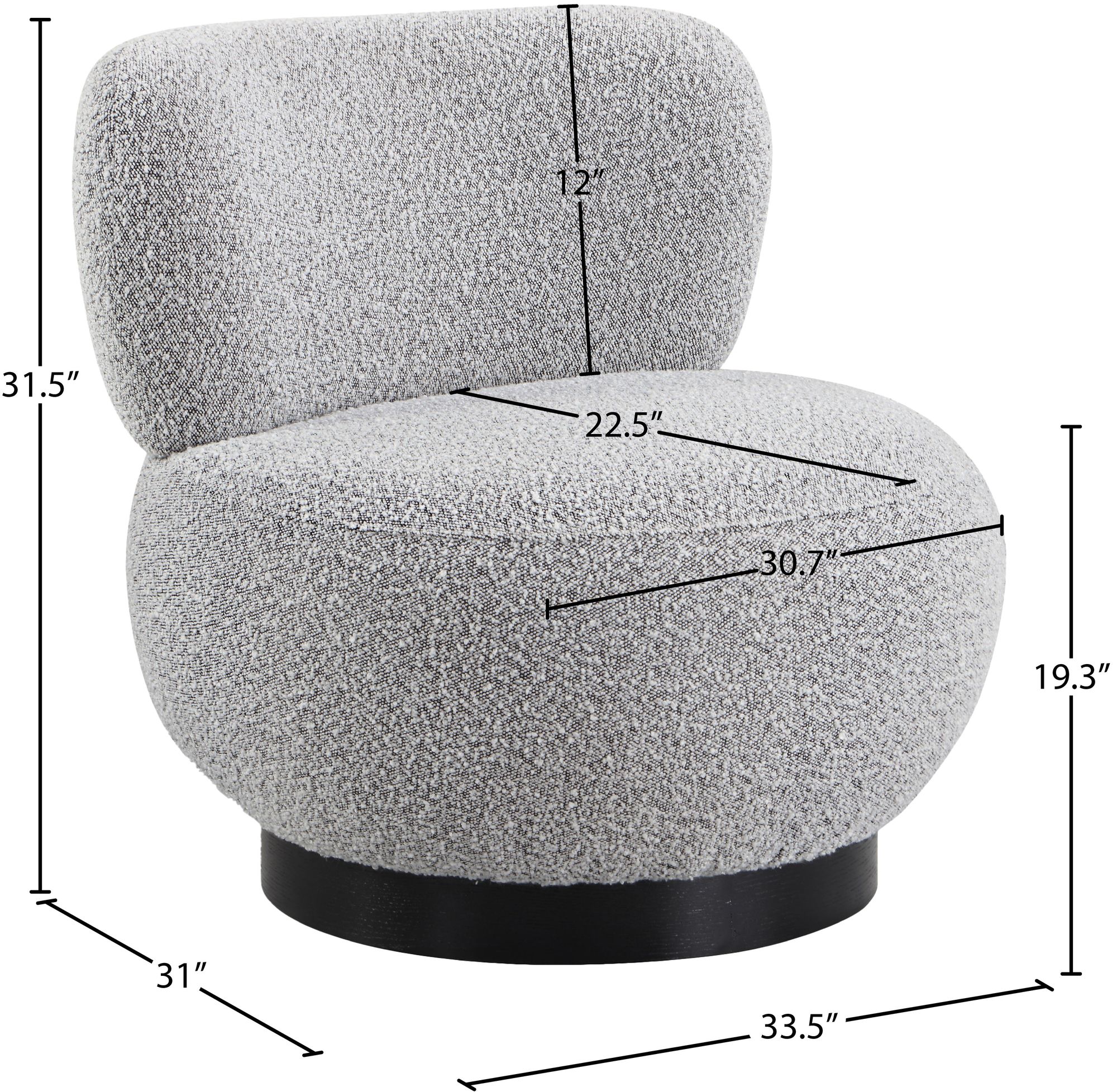Calais Boucle Fabric Accent Chair with Black Oak Veneer Base
