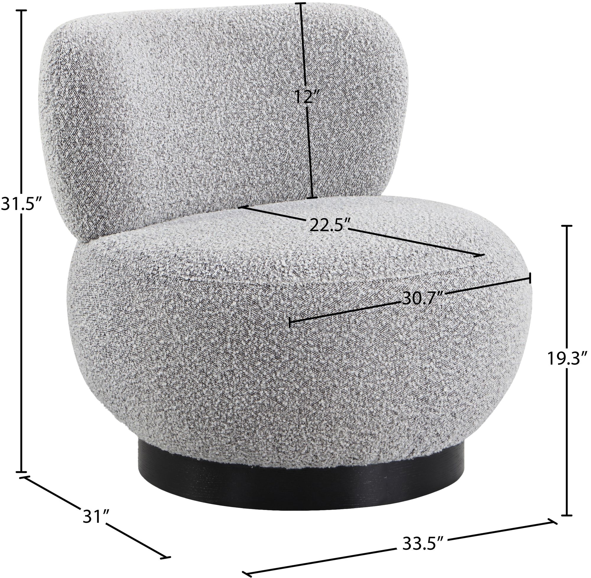 Calais Boucle Fabric Accent Chair with Black Oak Veneer Base