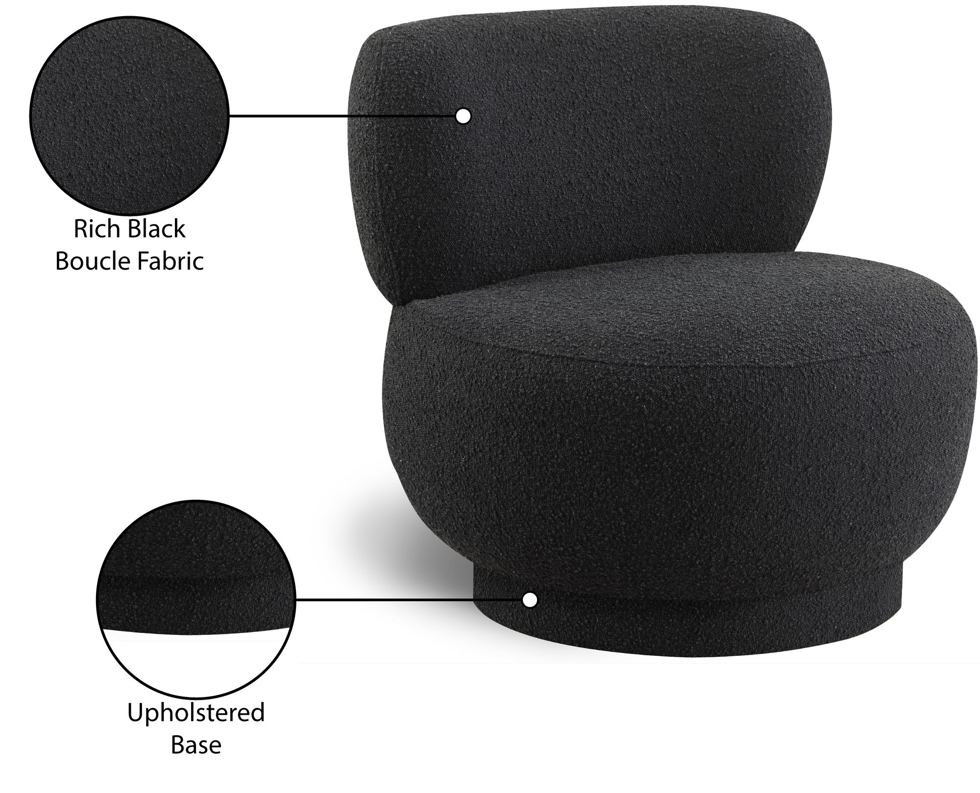Calais Boucle Fabric Accent Chair with Upholstered Base