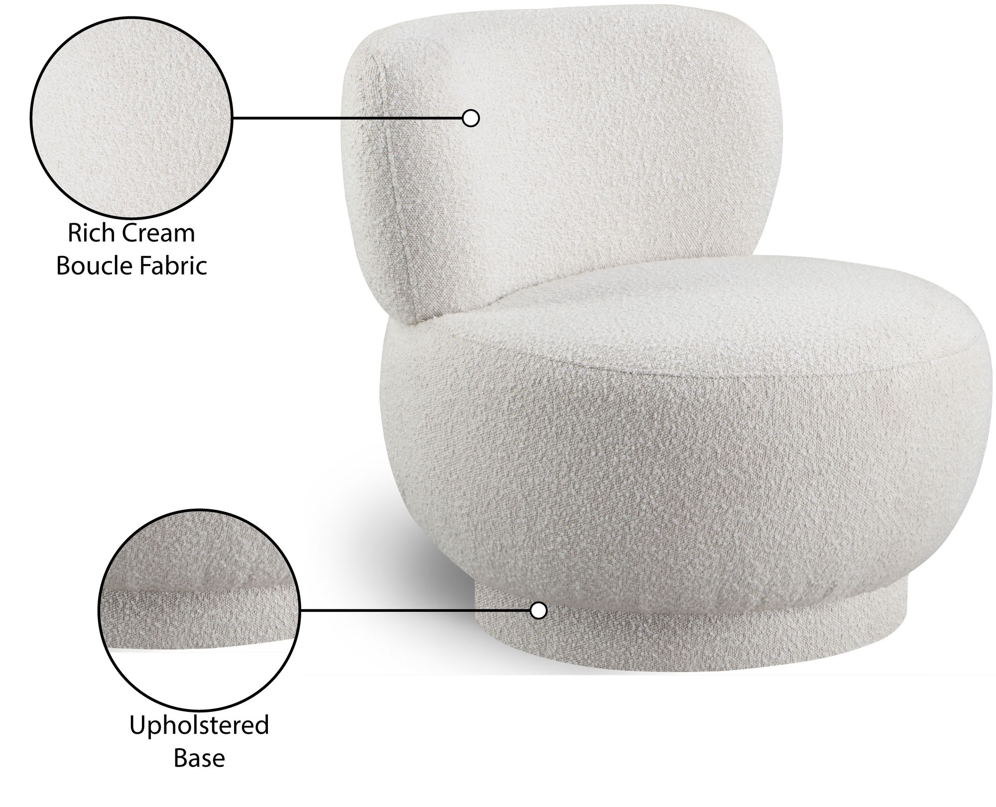 Calais Boucle Fabric Accent Chair with Upholstered Base