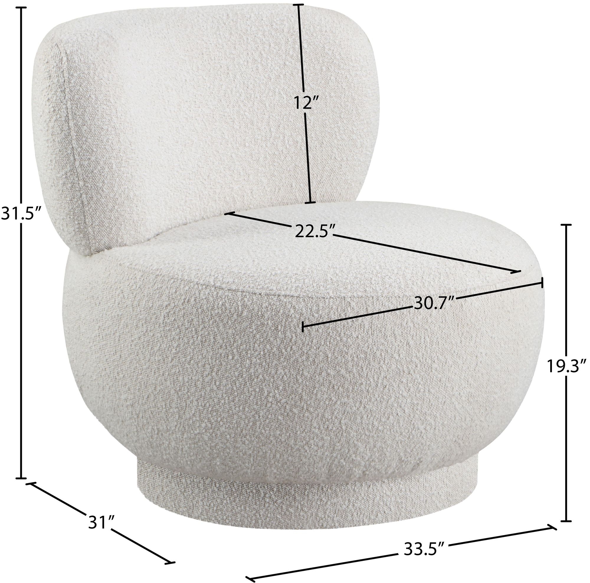 Calais Boucle Fabric Accent Chair with Upholstered Base