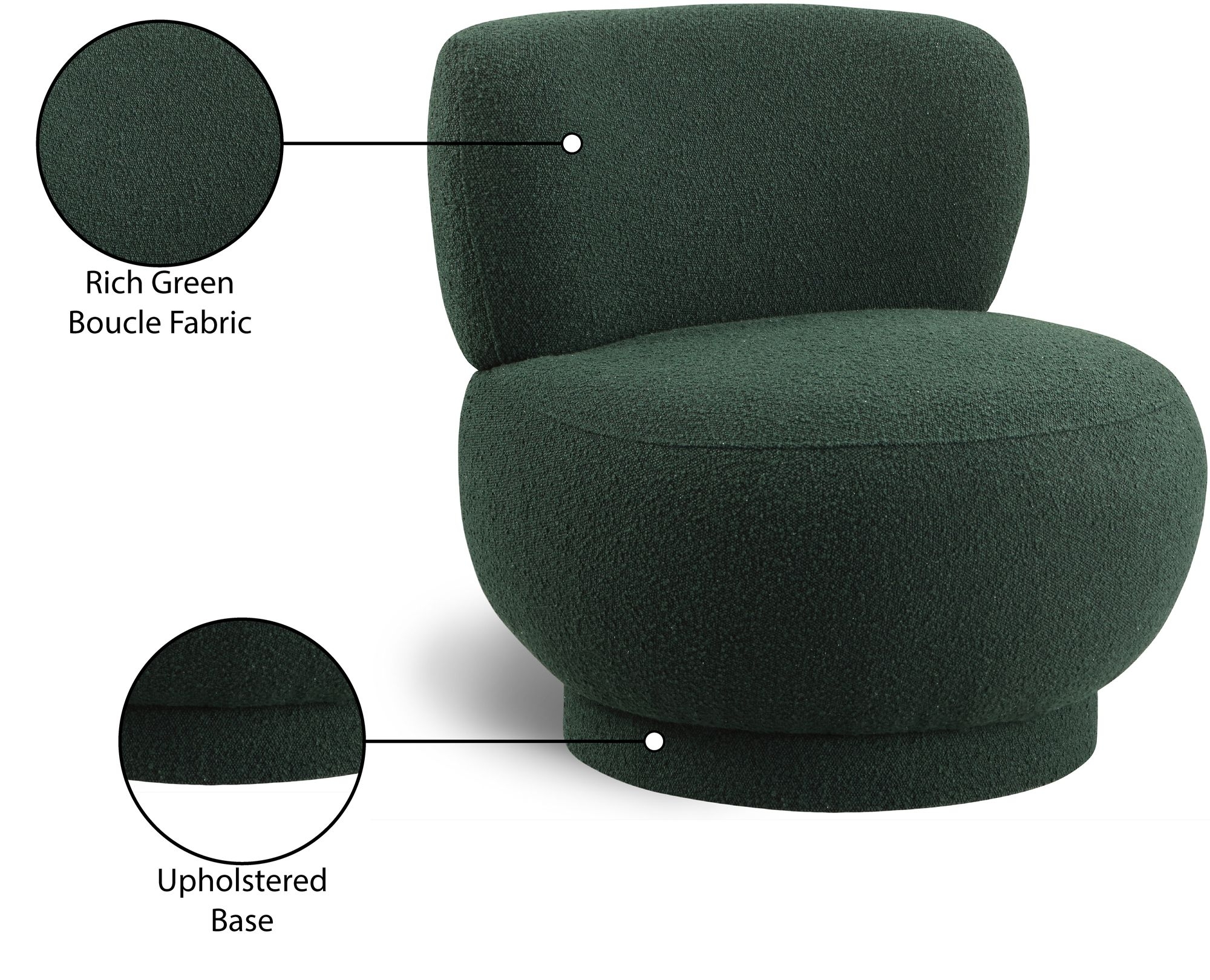 Calais Boucle Fabric Accent Chair with Upholstered Base