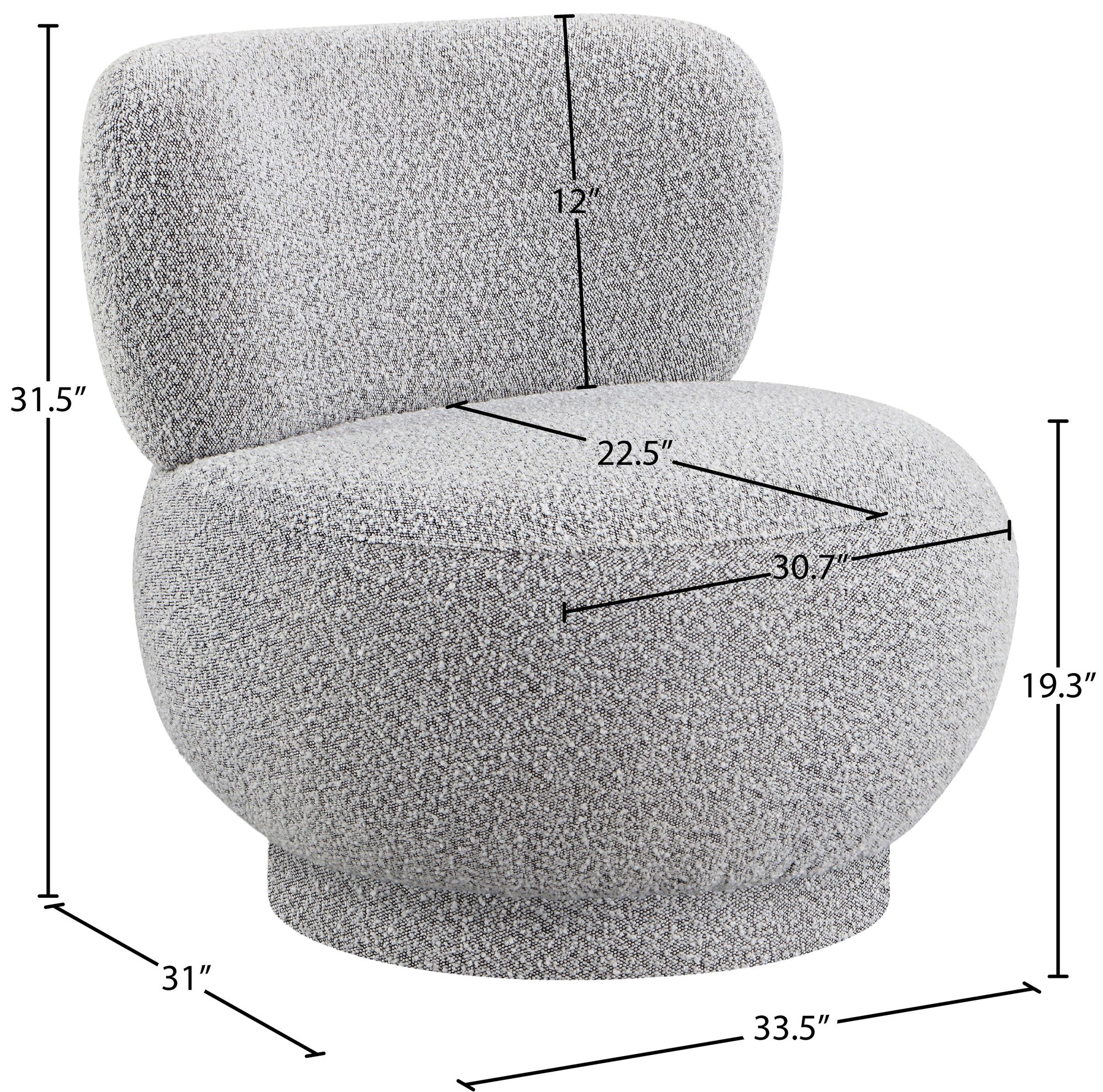 Calais Boucle Fabric Accent Chair with Upholstered Base