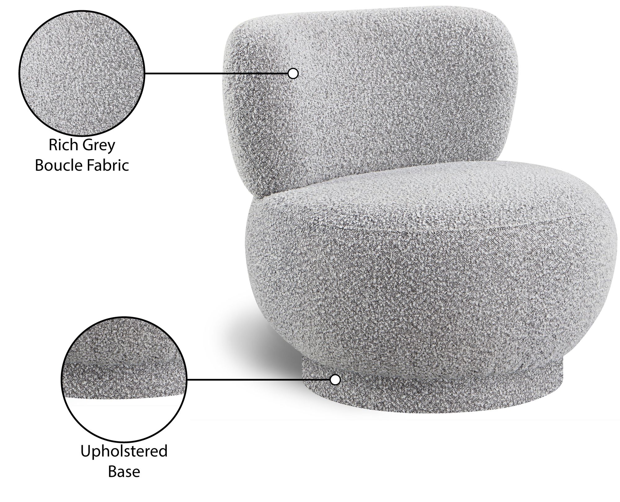 Calais Boucle Fabric Accent Chair with Upholstered Base