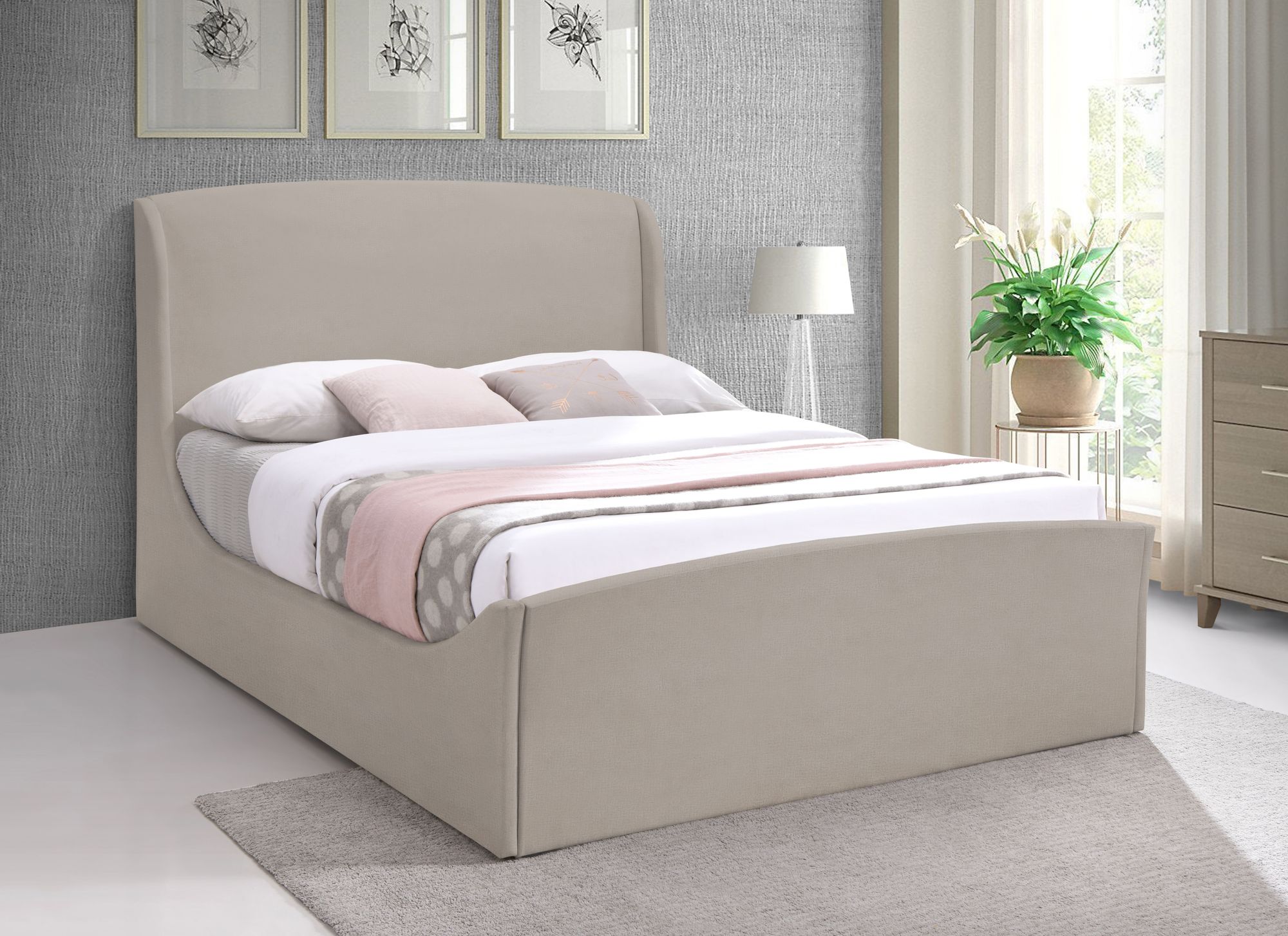 Tess Velvet King Size Bed