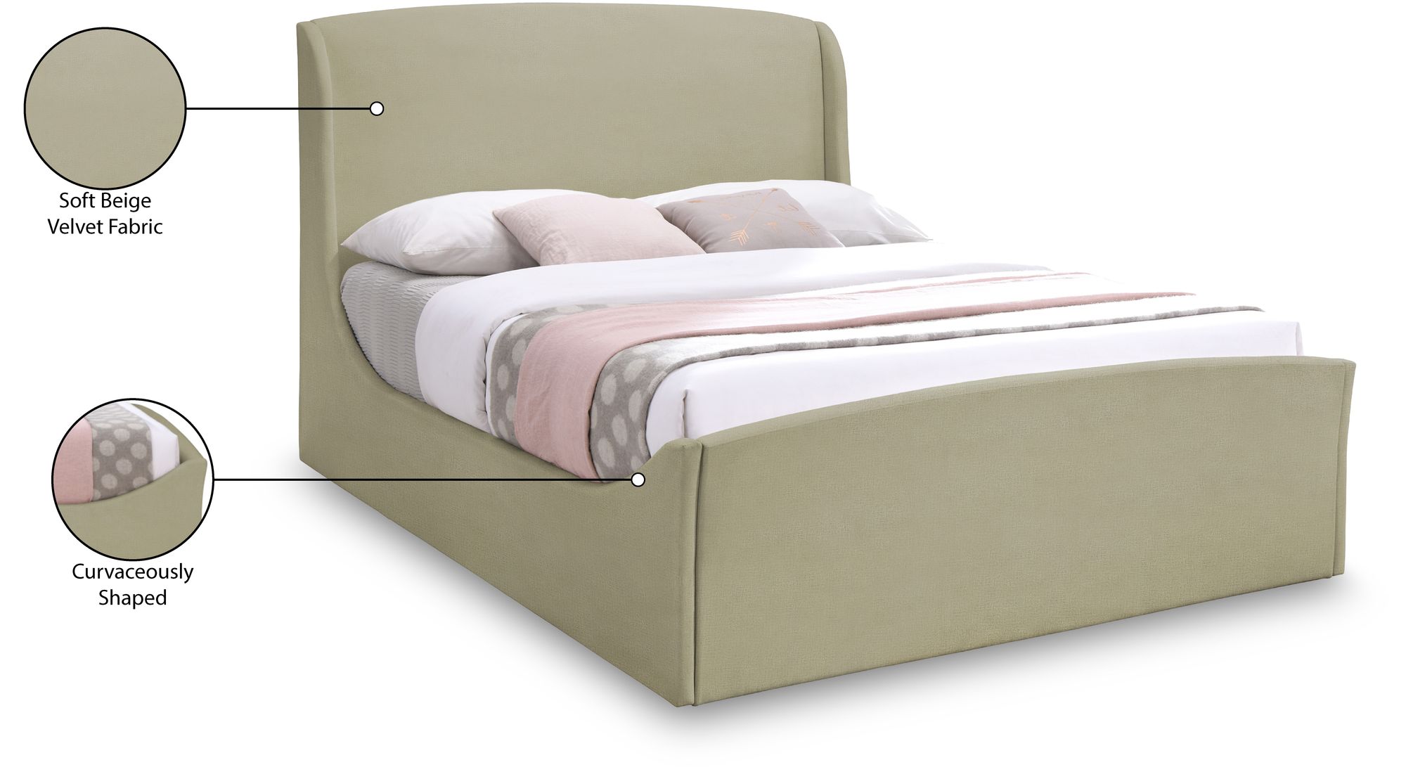 Tess Velvet King Size Bed