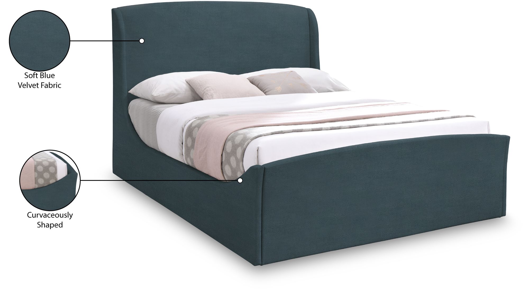 Tess Velvet Queen Size Bed