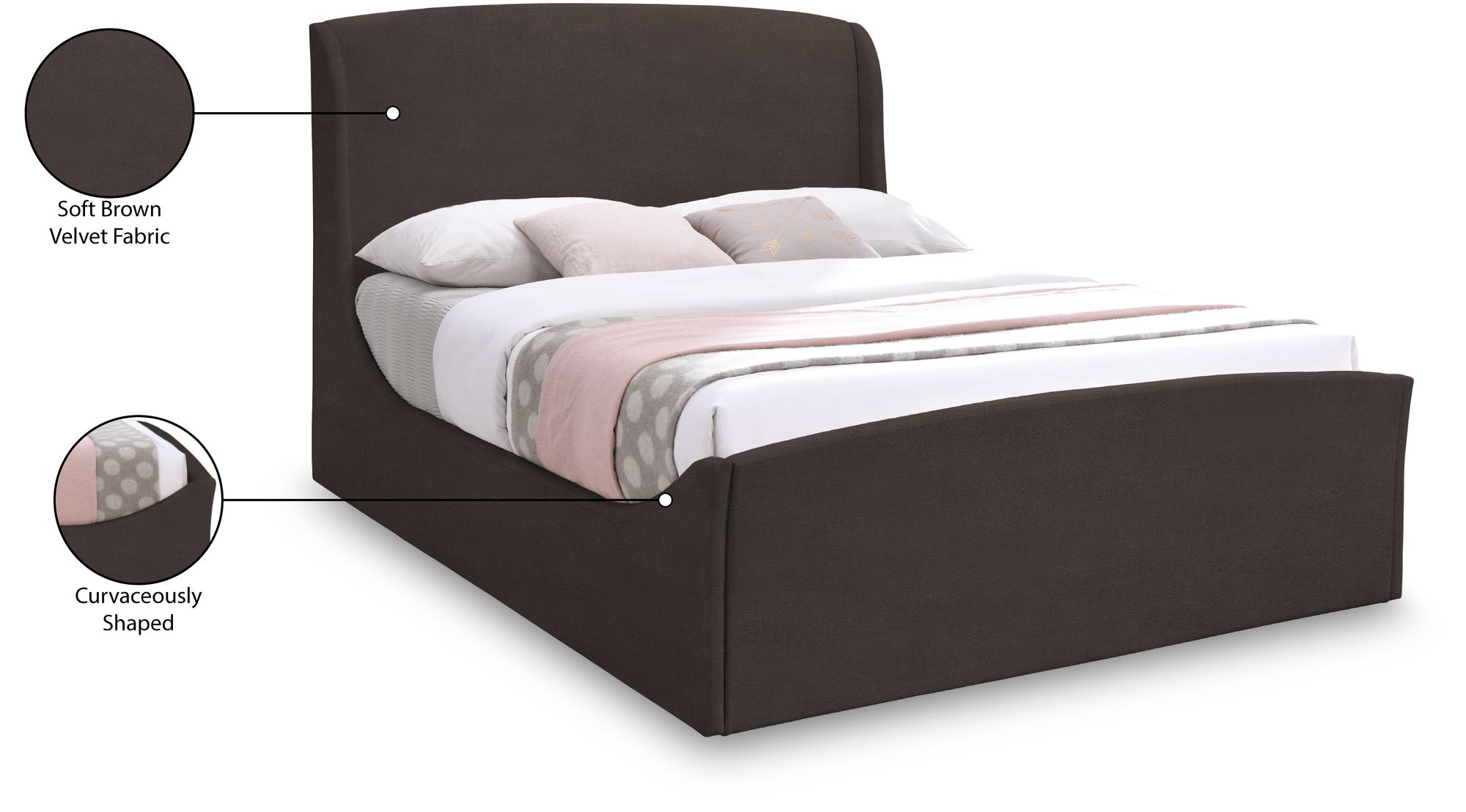 Tess Velvet Queen Size Bed