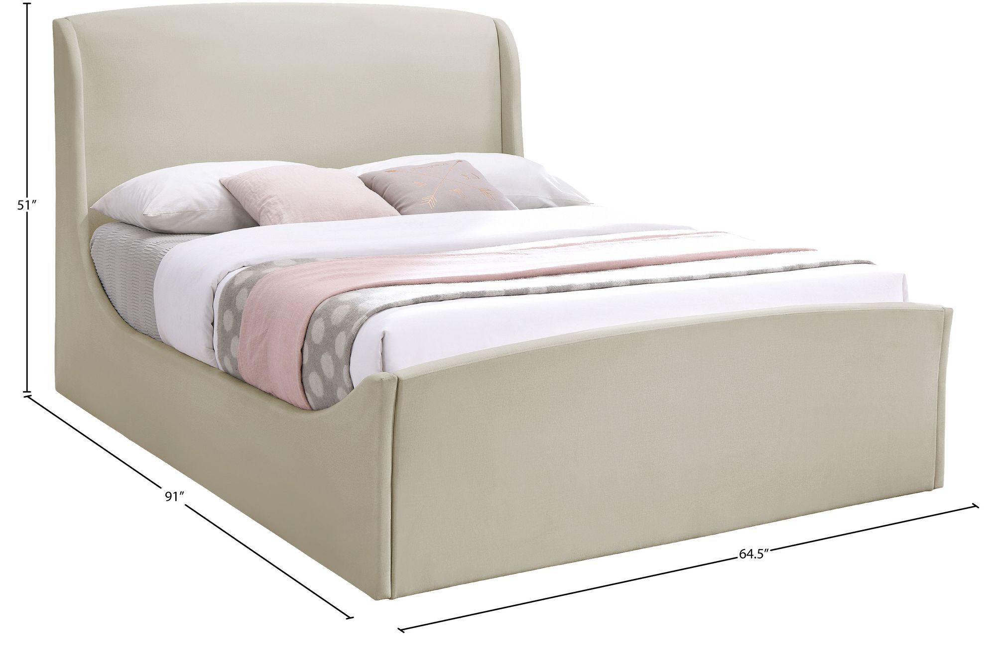 Tess Velvet Queen Size Bed
