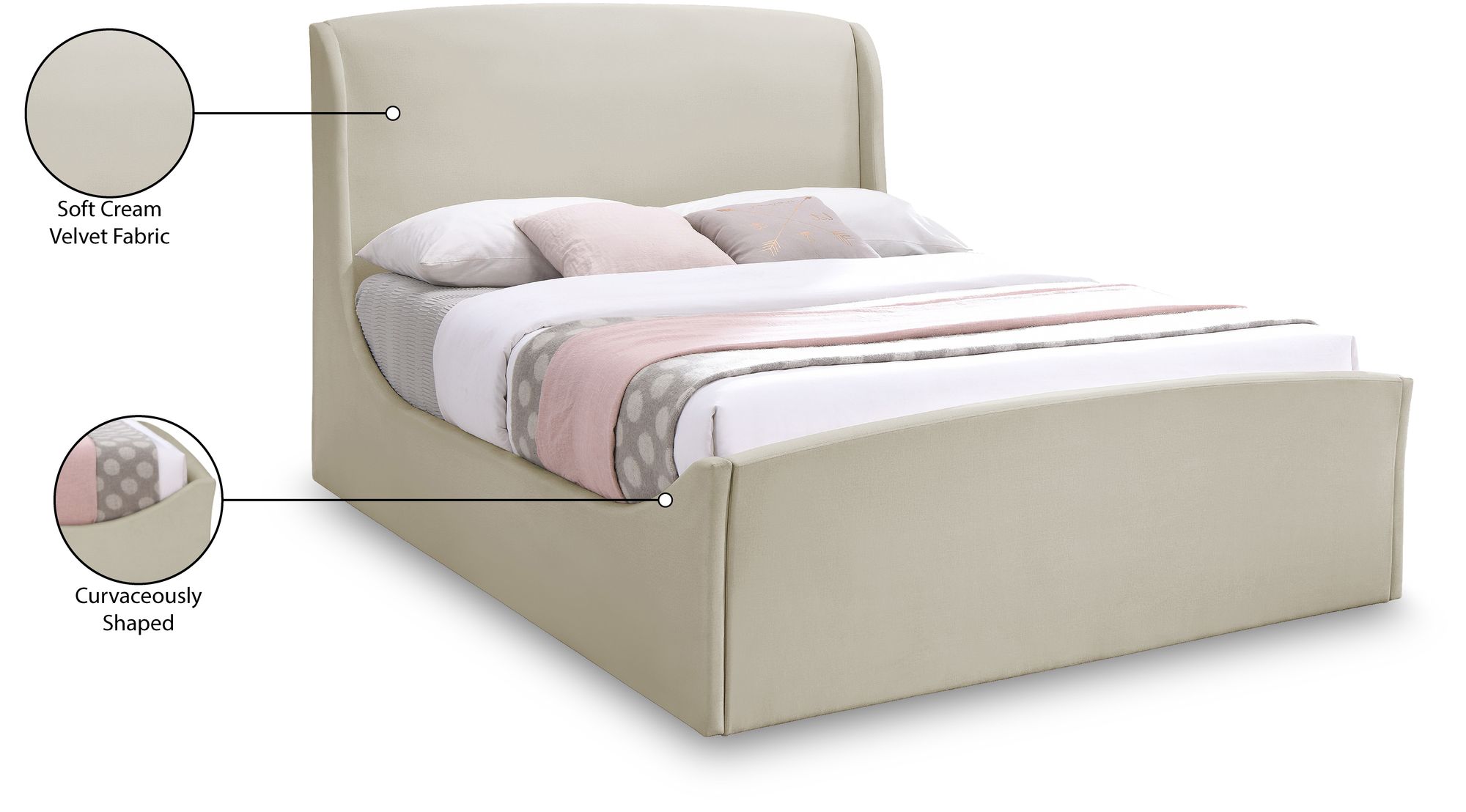 Tess Velvet Queen Size Bed