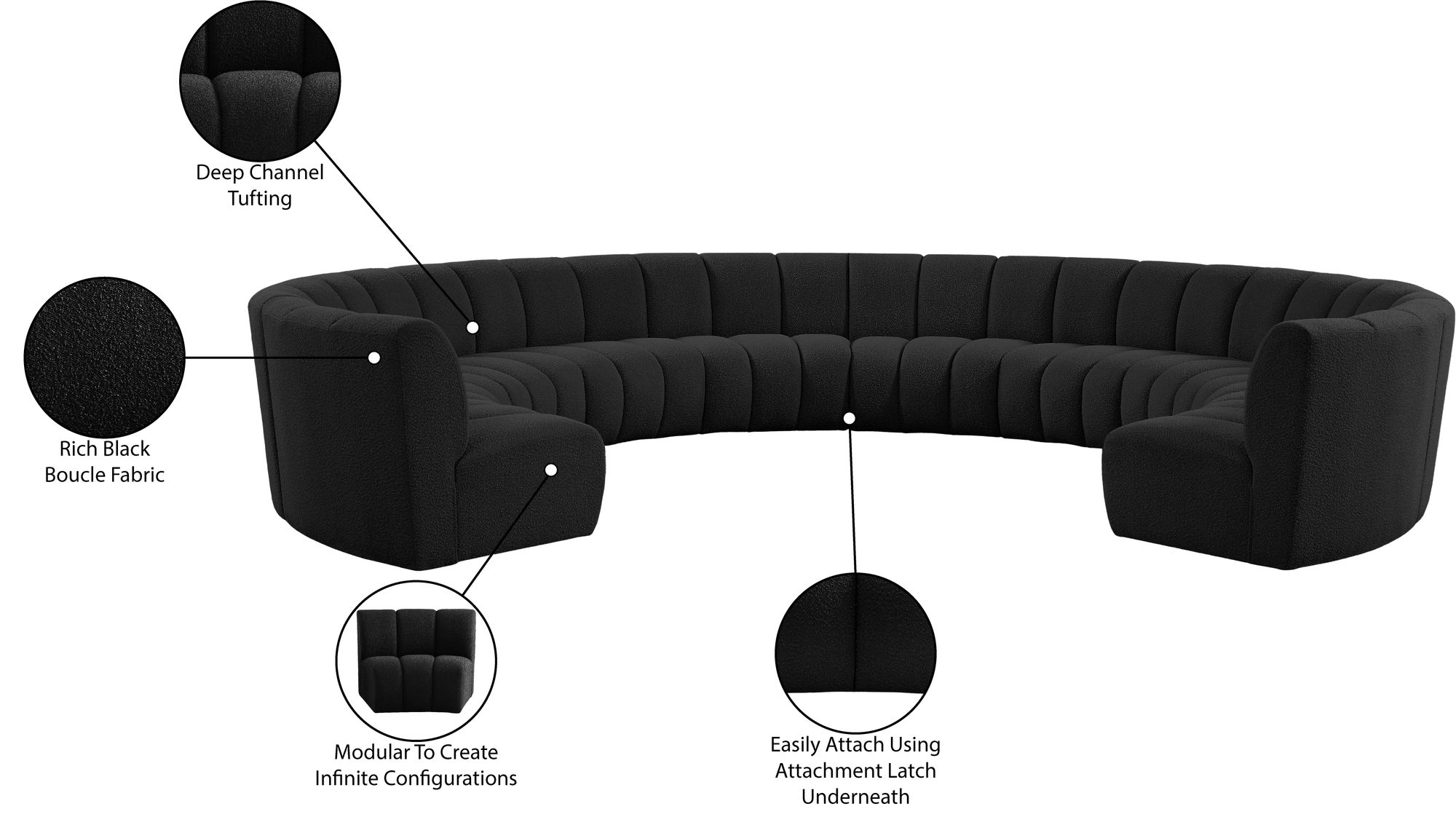 Infinity 183" 10-Piece Boucle Fabric Sectional
