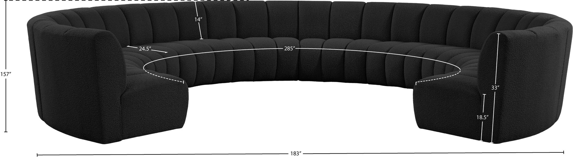 Infinity 183" 10-Piece Boucle Fabric Sectional Sofa