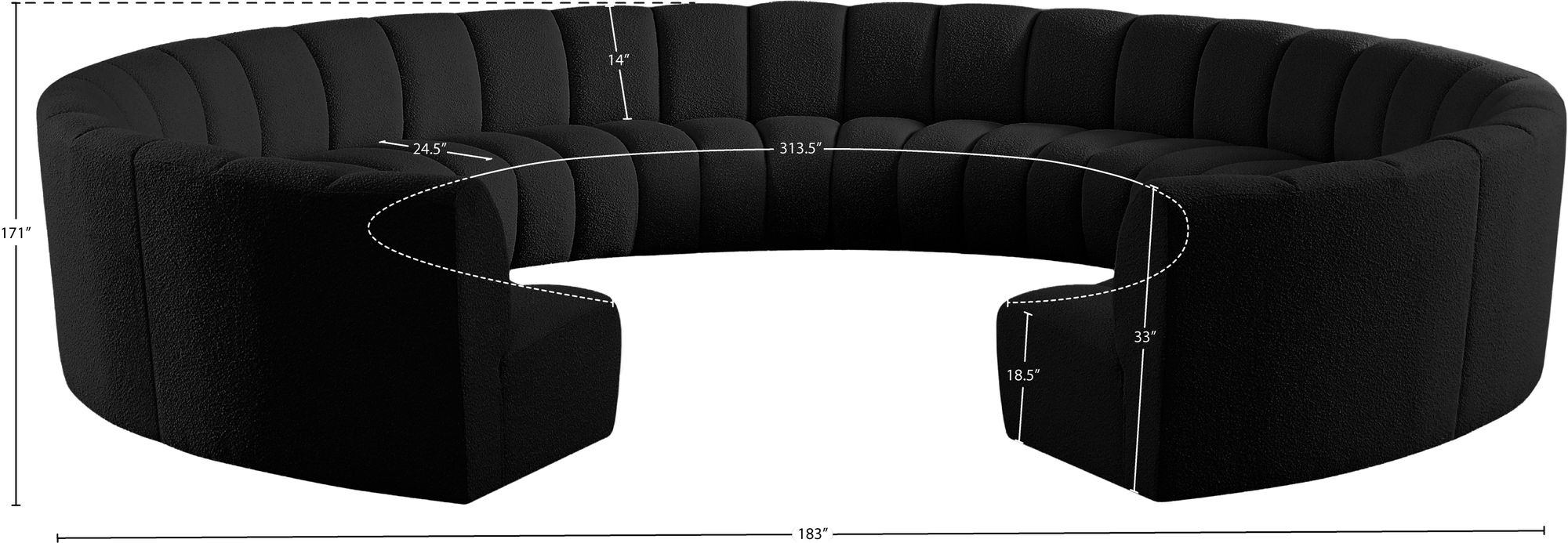 Infinity 183" 11-Piece Boucle Fabric Sectional