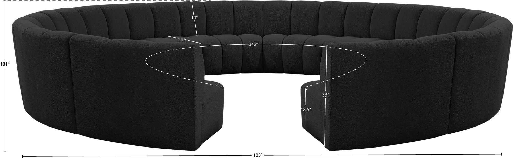 Infinity 183" 12-Piece Boucle Fabric Sectional