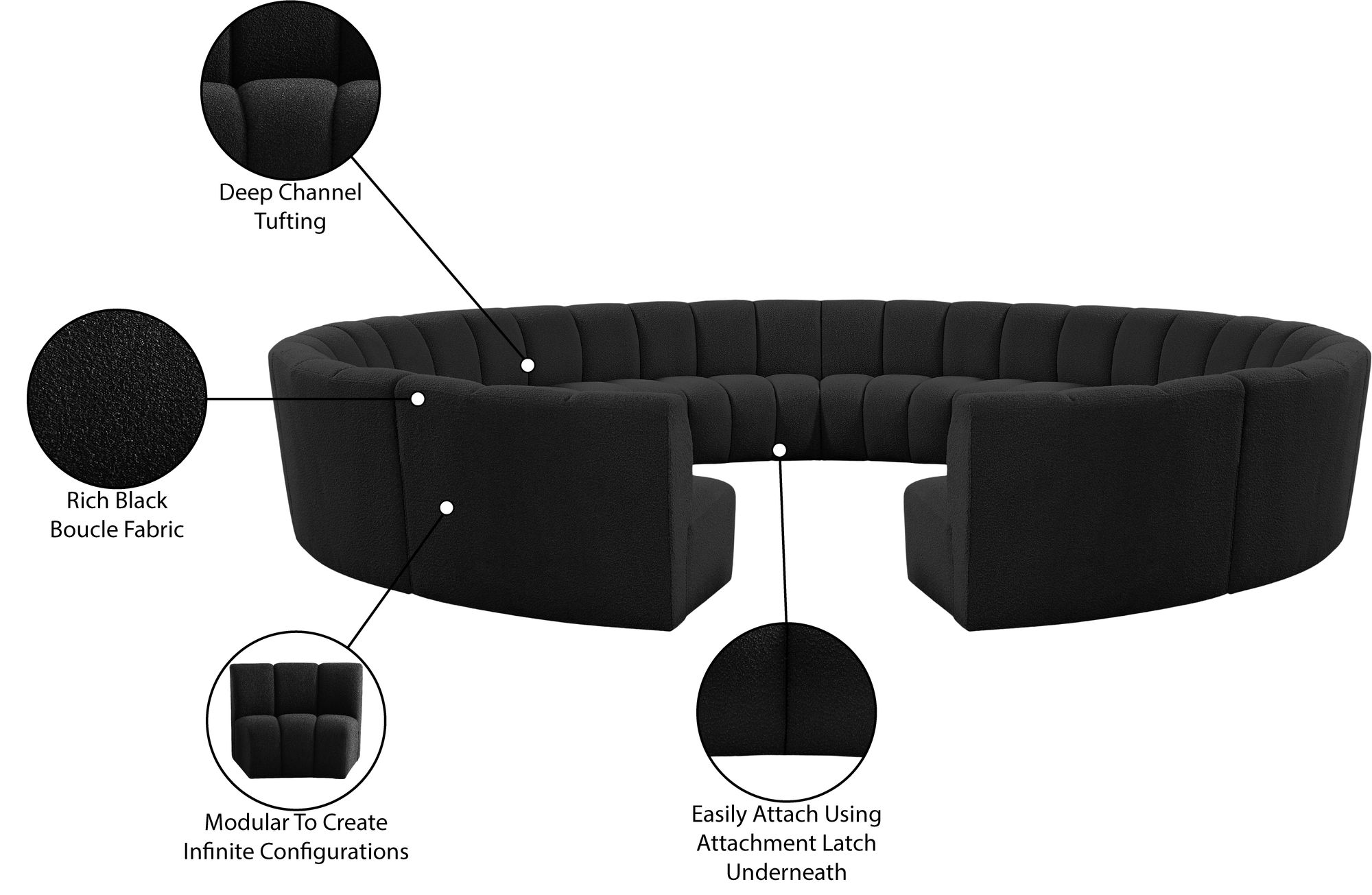 Infinity 183" 12-Piece Boucle Fabric Sectional